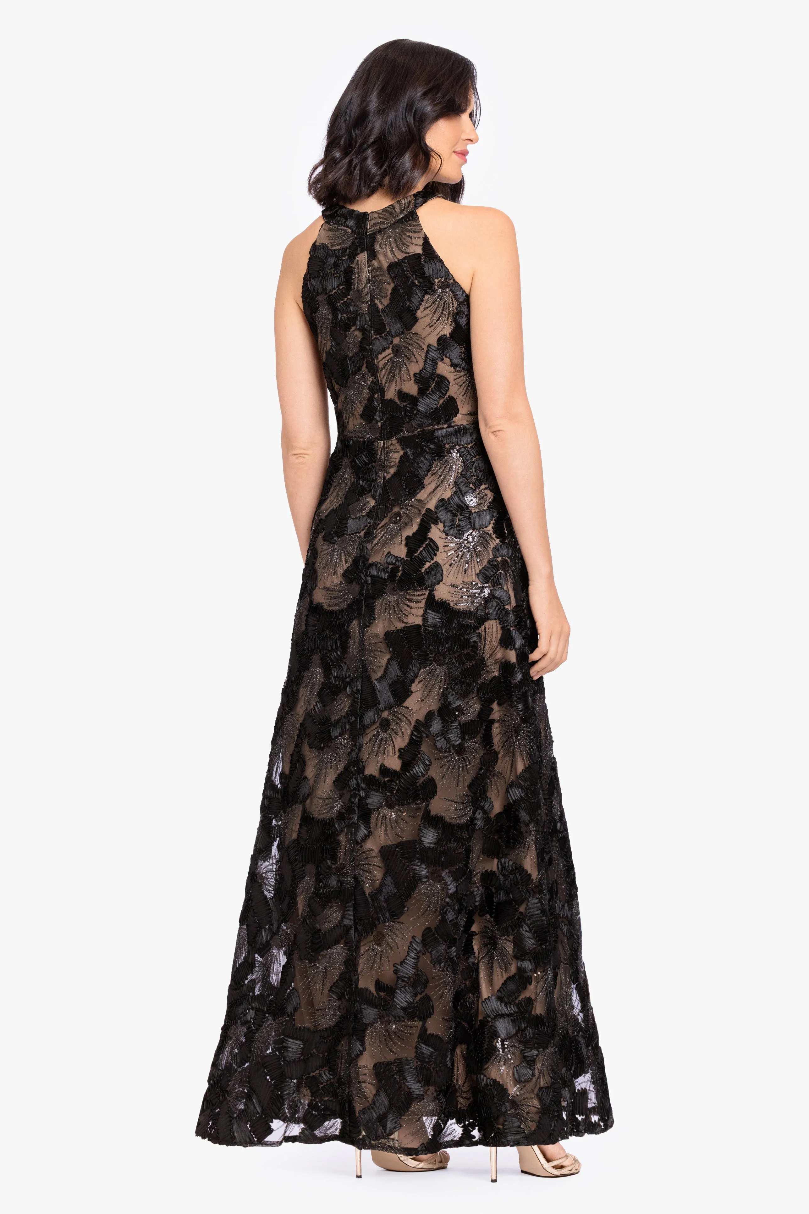 “Fabiana” Soutache Sequin Halter Neck Dress sold by Betsy & Adam product image thumbnail 3