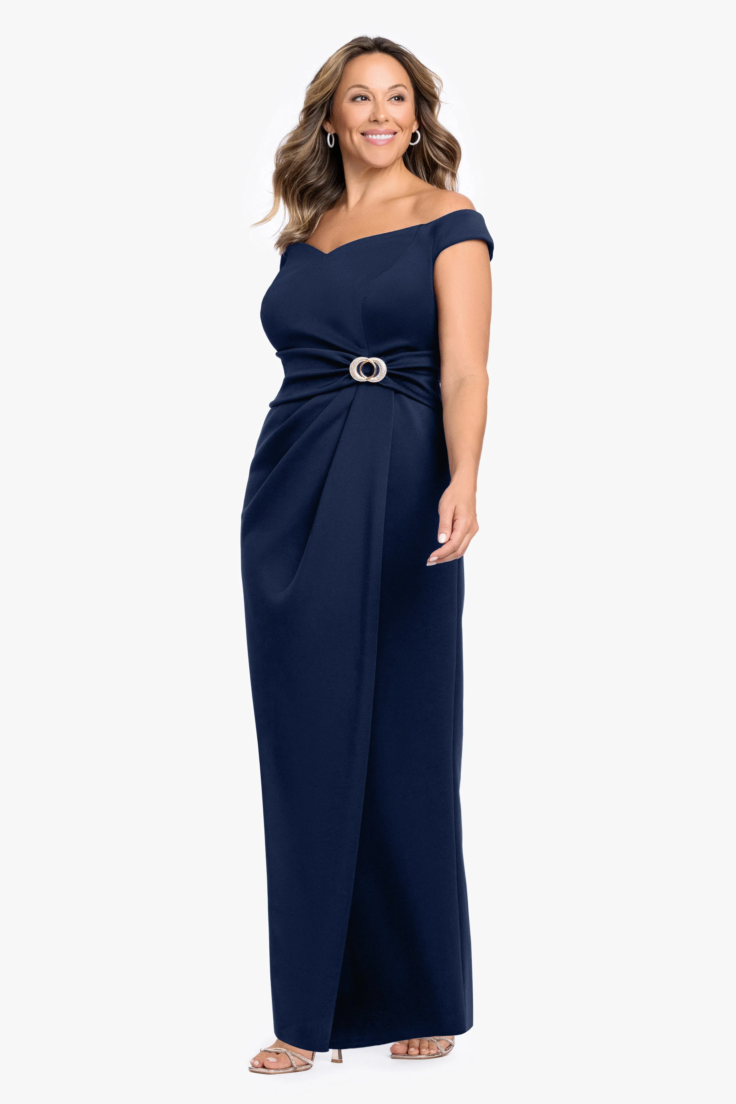 Plus "Shiloh" Techno Scuba Off Shoulder Dress sold by Betsy & Adam product image thumbnail 4