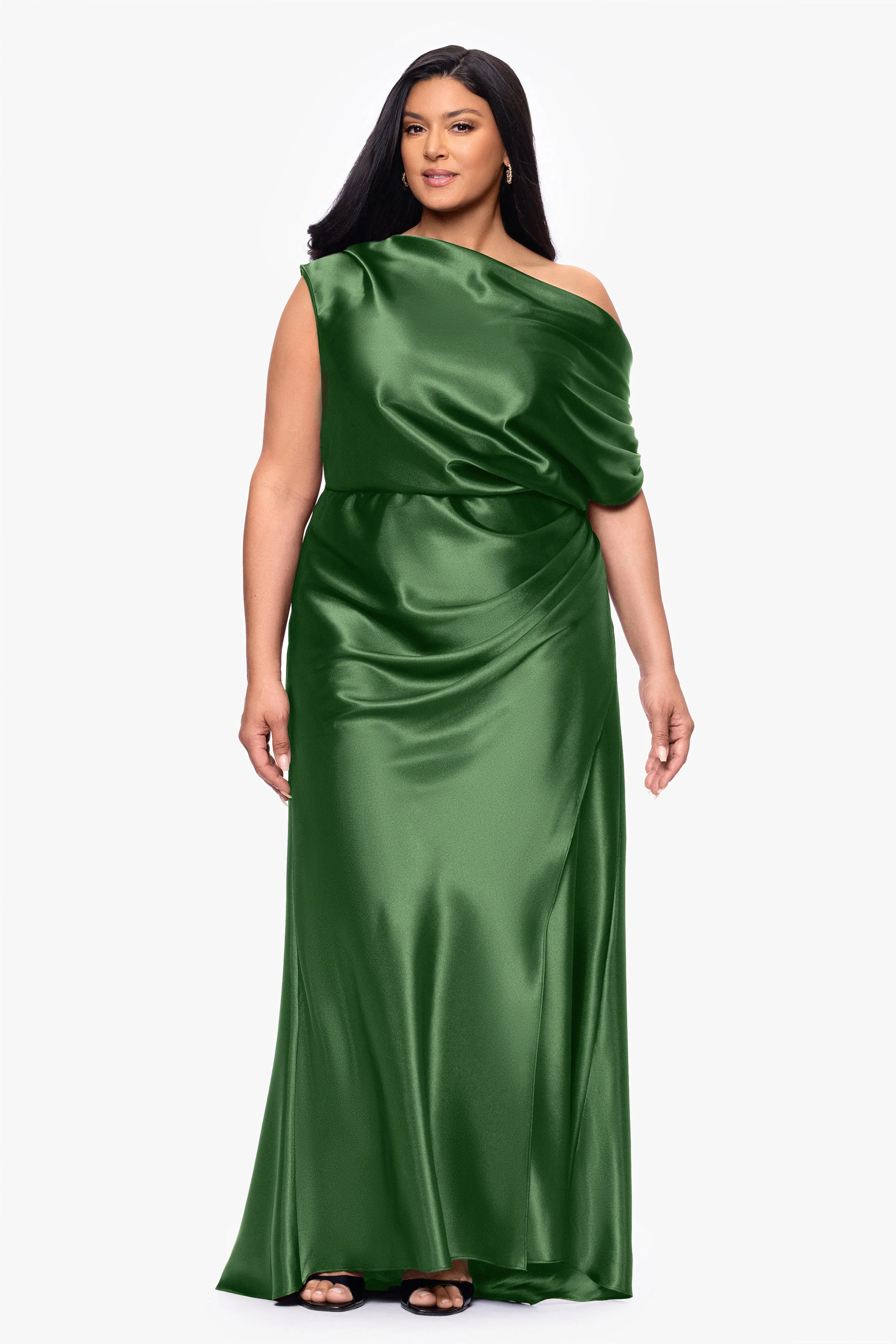 Plus "Sofia" Satin Drop Shoulder Dress sold by Betsy & Adam