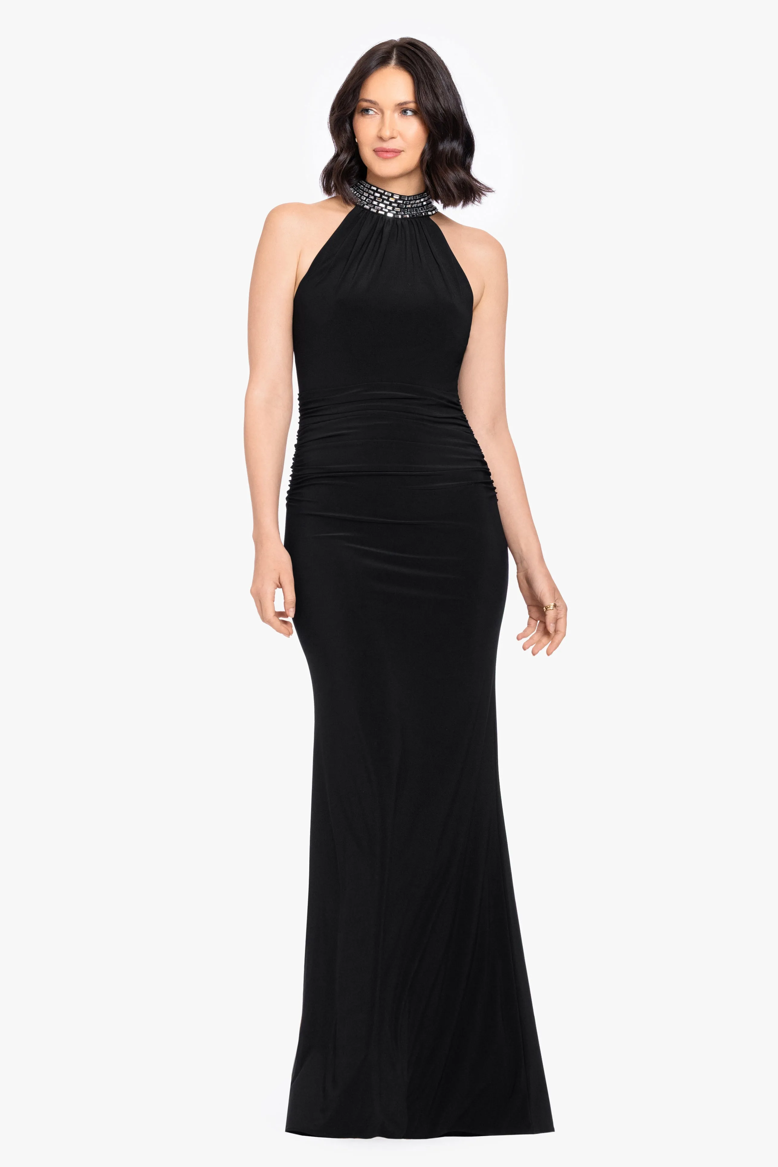 Petite "Suki" Jersey Knit Mock Neck Beaded Dress sold by Betsy & Adam