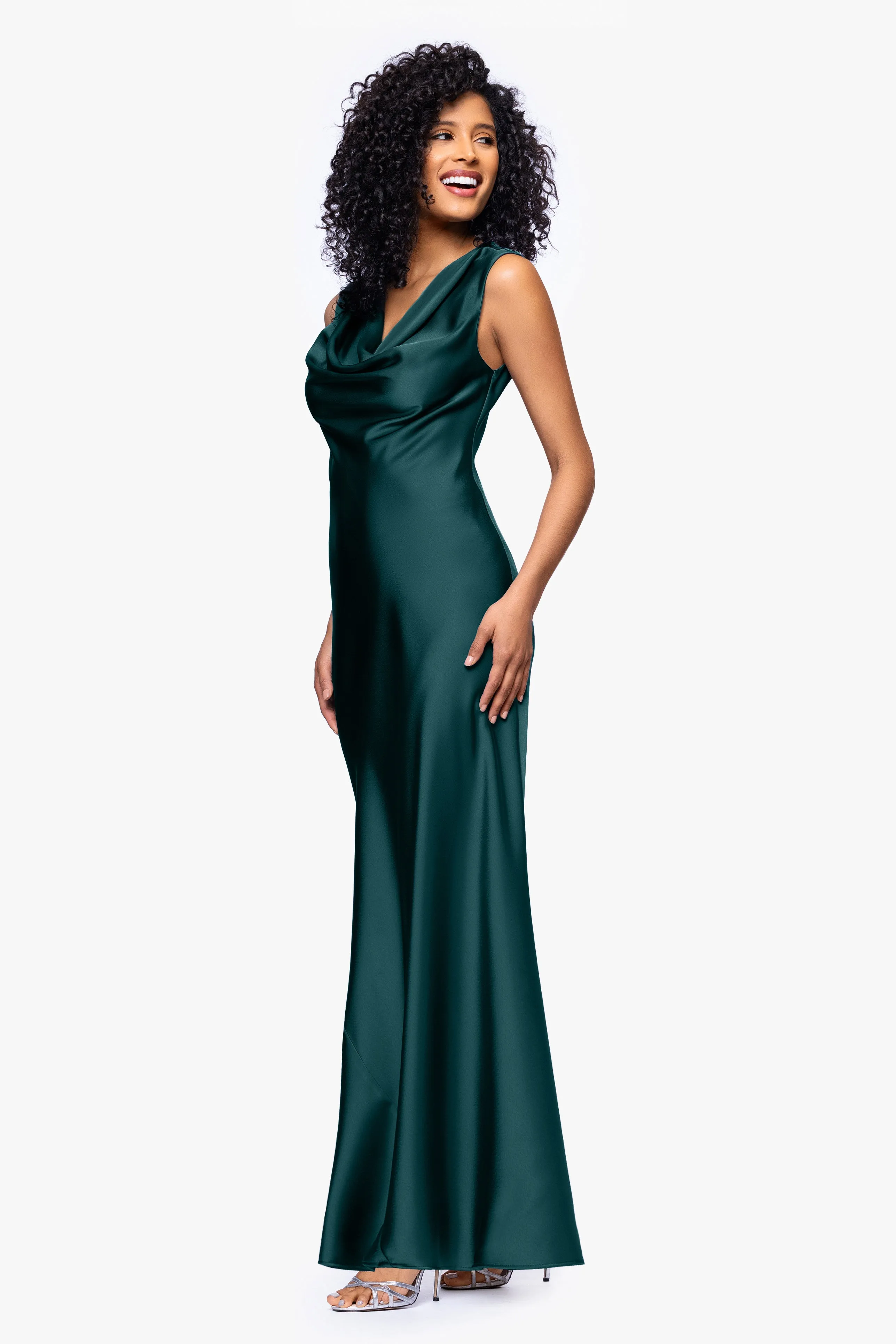 Petite "Amberly" Satin Drape Neck Dress sold by Betsy & Adam product image thumbnail 4