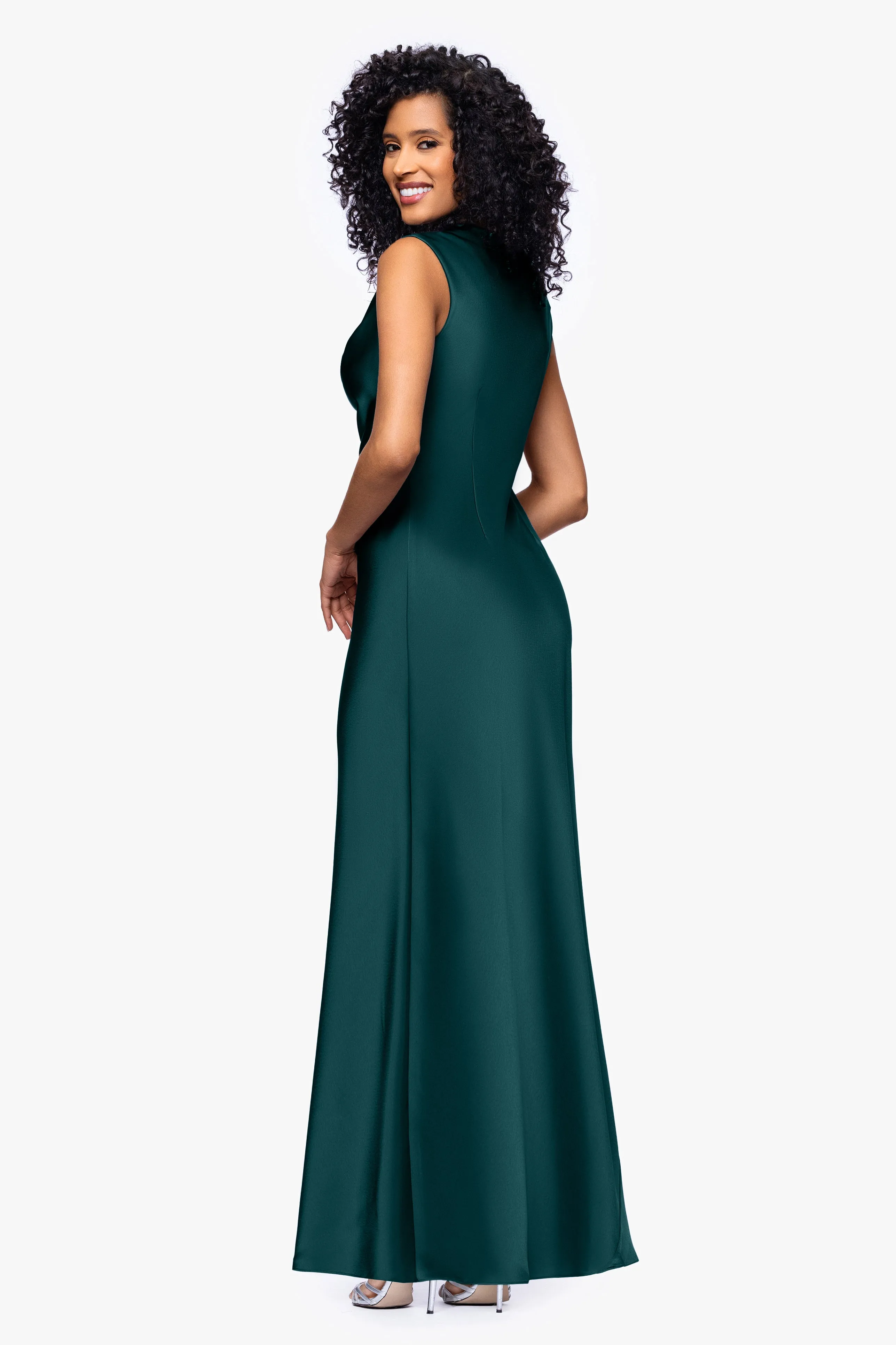Petite "Amberly" Satin Drape Neck Dress sold by Betsy & Adam product image thumbnail 3