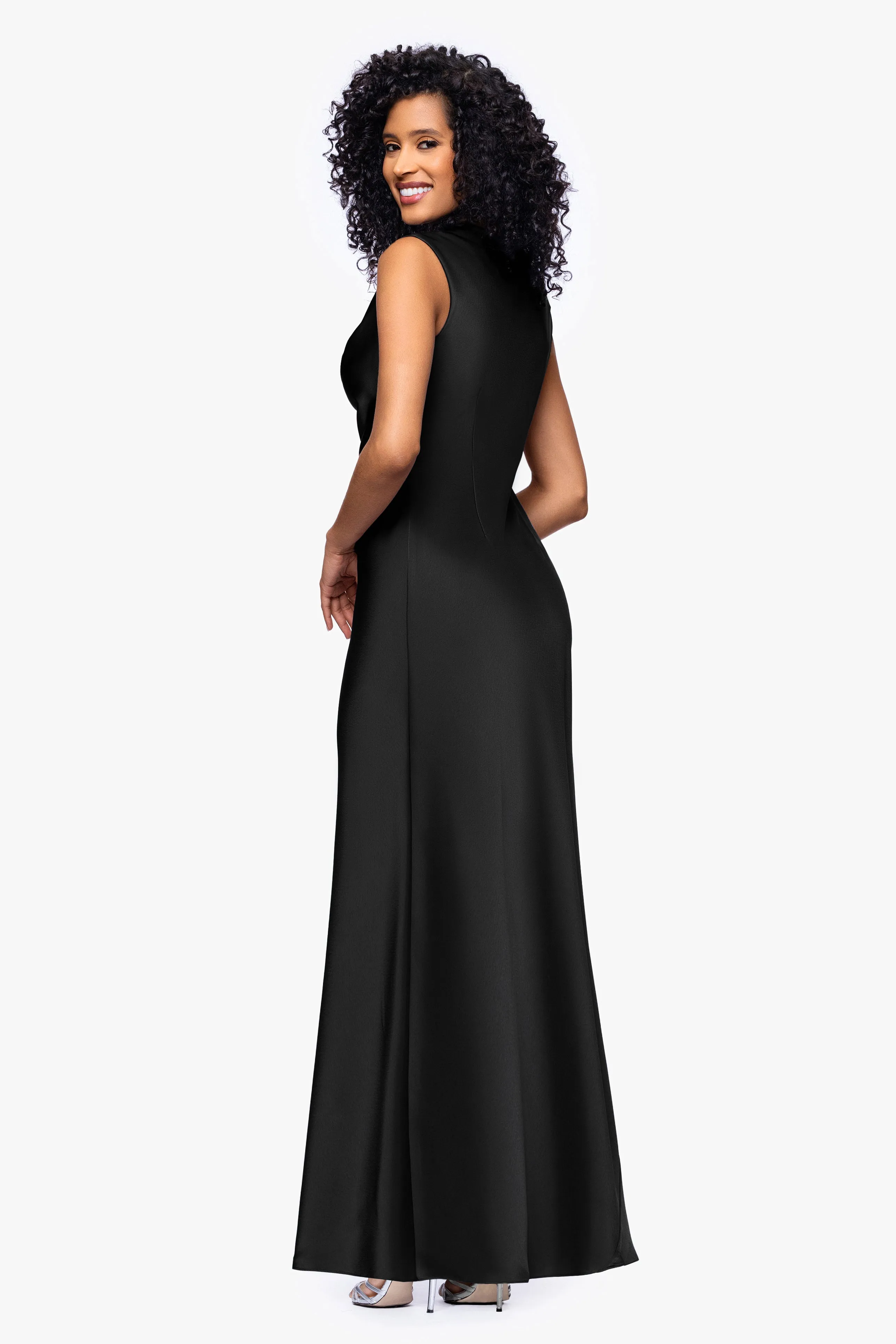 Petite "Amberly" Satin Drape Neck Dress sold by Betsy & Adam product image thumbnail 5