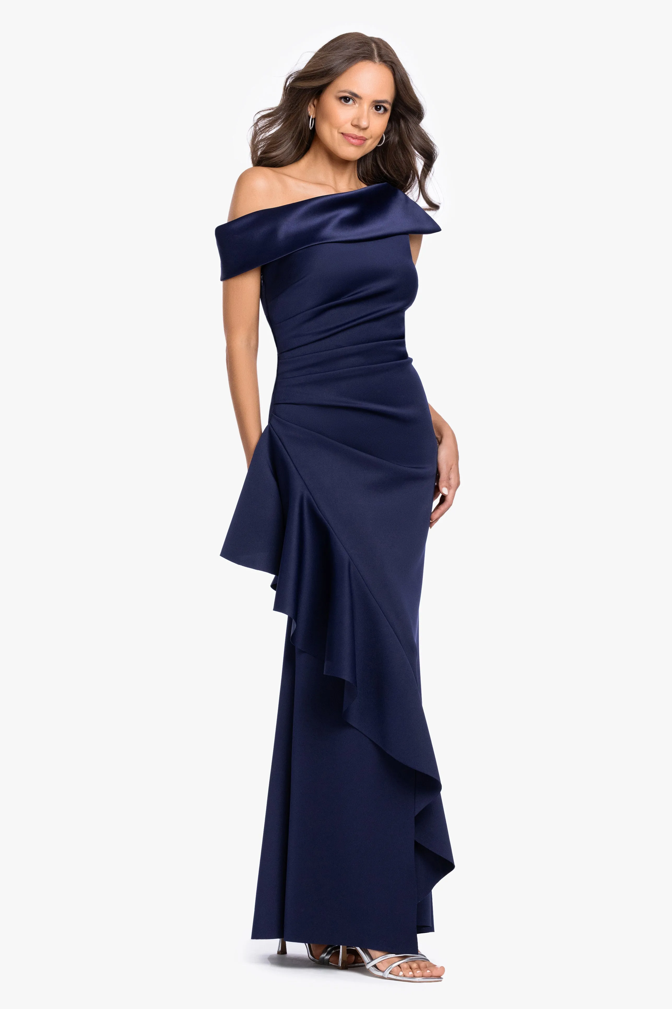 Petite "Mariah" Techno Scuba Off The Shoulder Dress sold by Betsy & Adam product image thumbnail 4