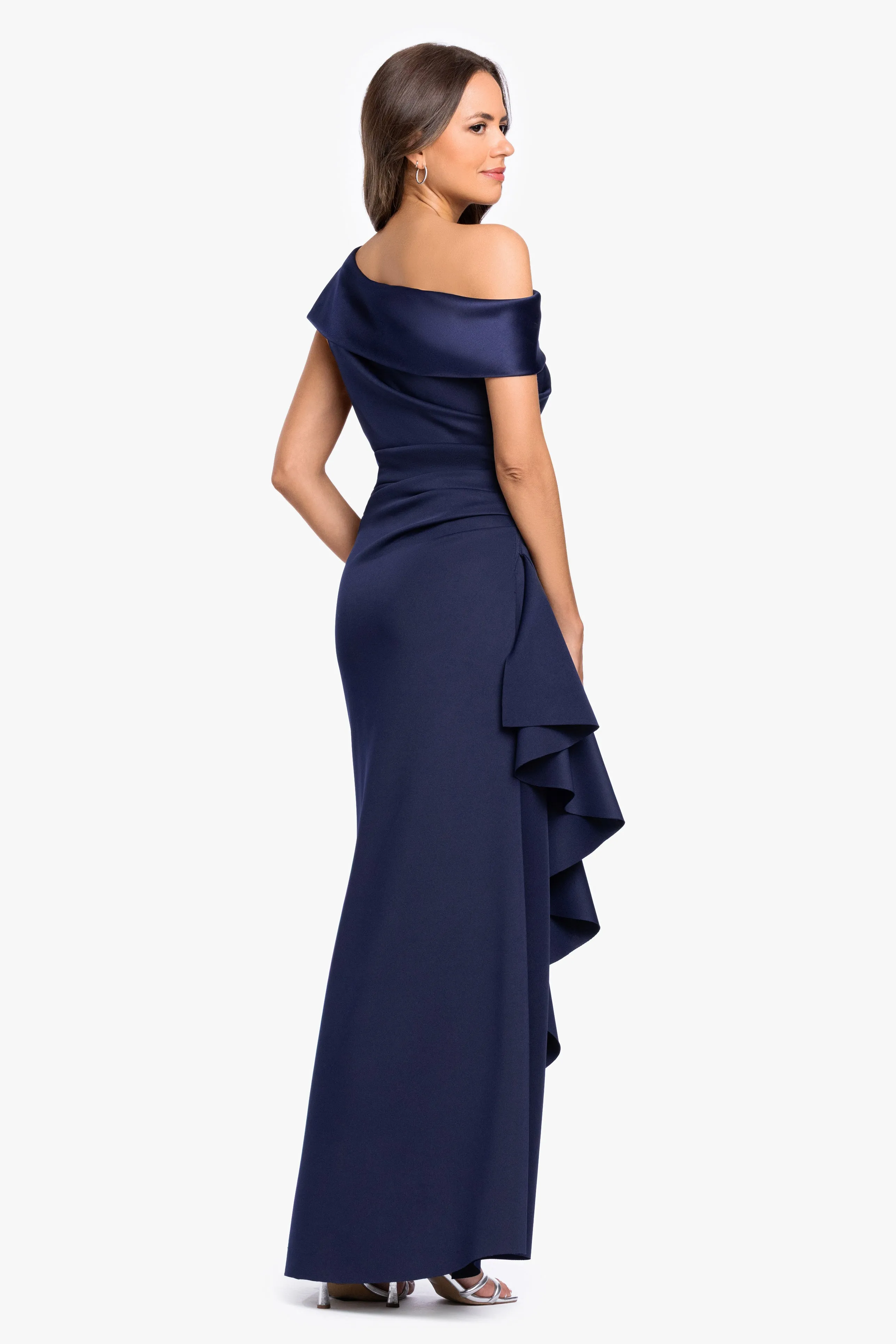 Petite "Mariah" Techno Scuba Off The Shoulder Dress sold by Betsy & Adam product image thumbnail 3