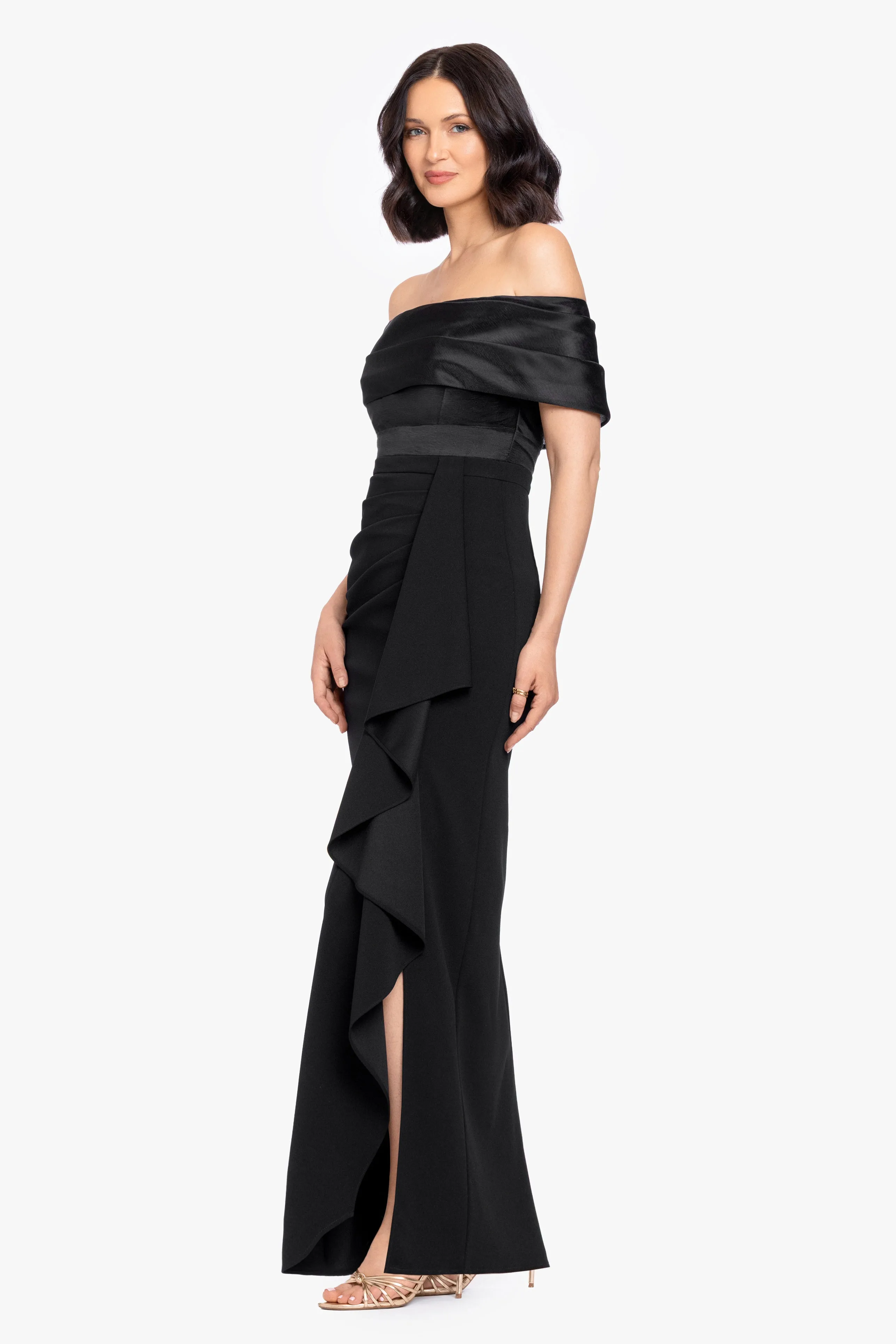 "Hannah" Scuba Crepe & Organza Top Strapless Dress sold by Betsy & Adam product image thumbnail 4