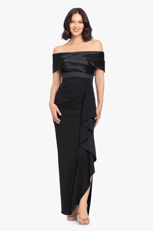 "Hannah" Scuba Crepe & Organza Top Strapless Dress made by Betsy & Adam