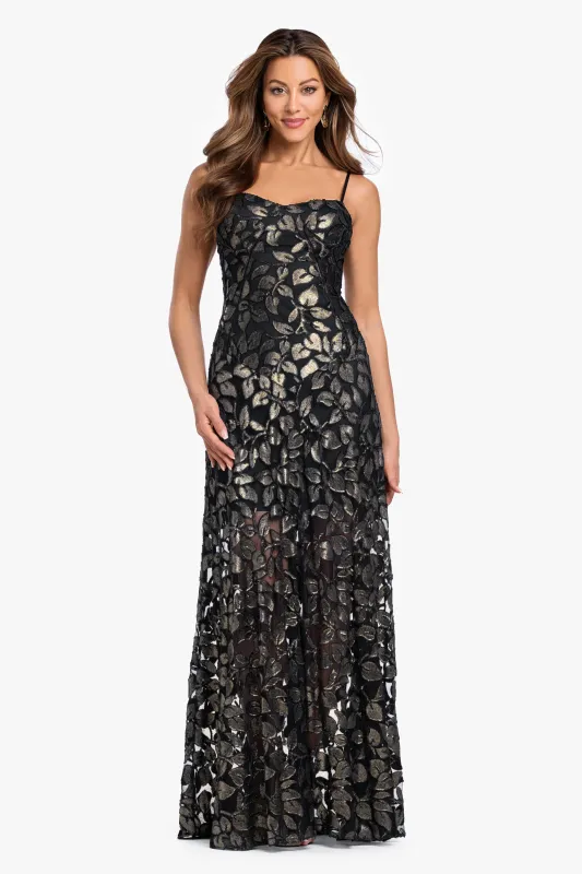 "Odette" Flower Burnout Foil Dress made by Betsy & Adam