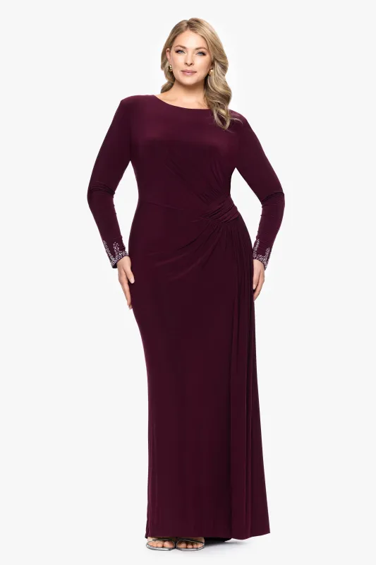 Plus "Kenley" Jersey Knit Long Sleeve Beaded Cuff Dress made by Betsy & Adam