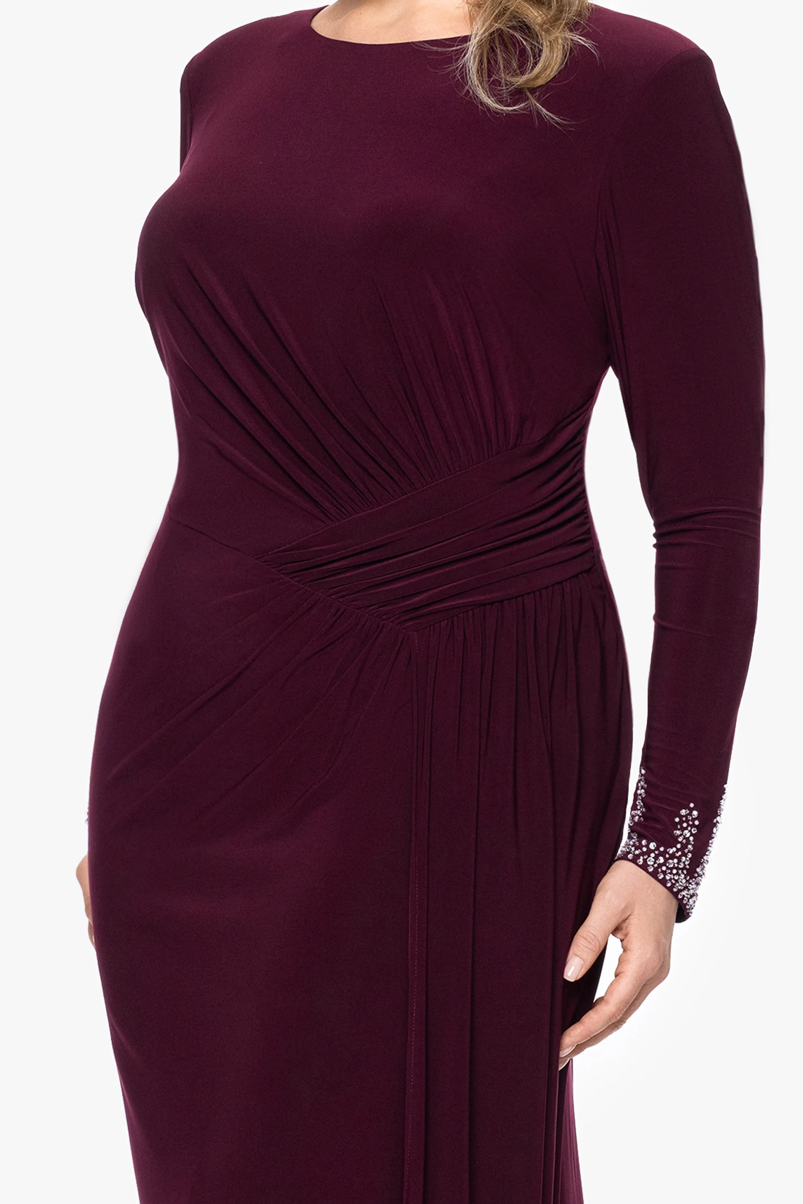 Plus "Kenley" Jersey Knit Long Sleeve Beaded Cuff Dress sold by Betsy & Adam product image thumbnail 2