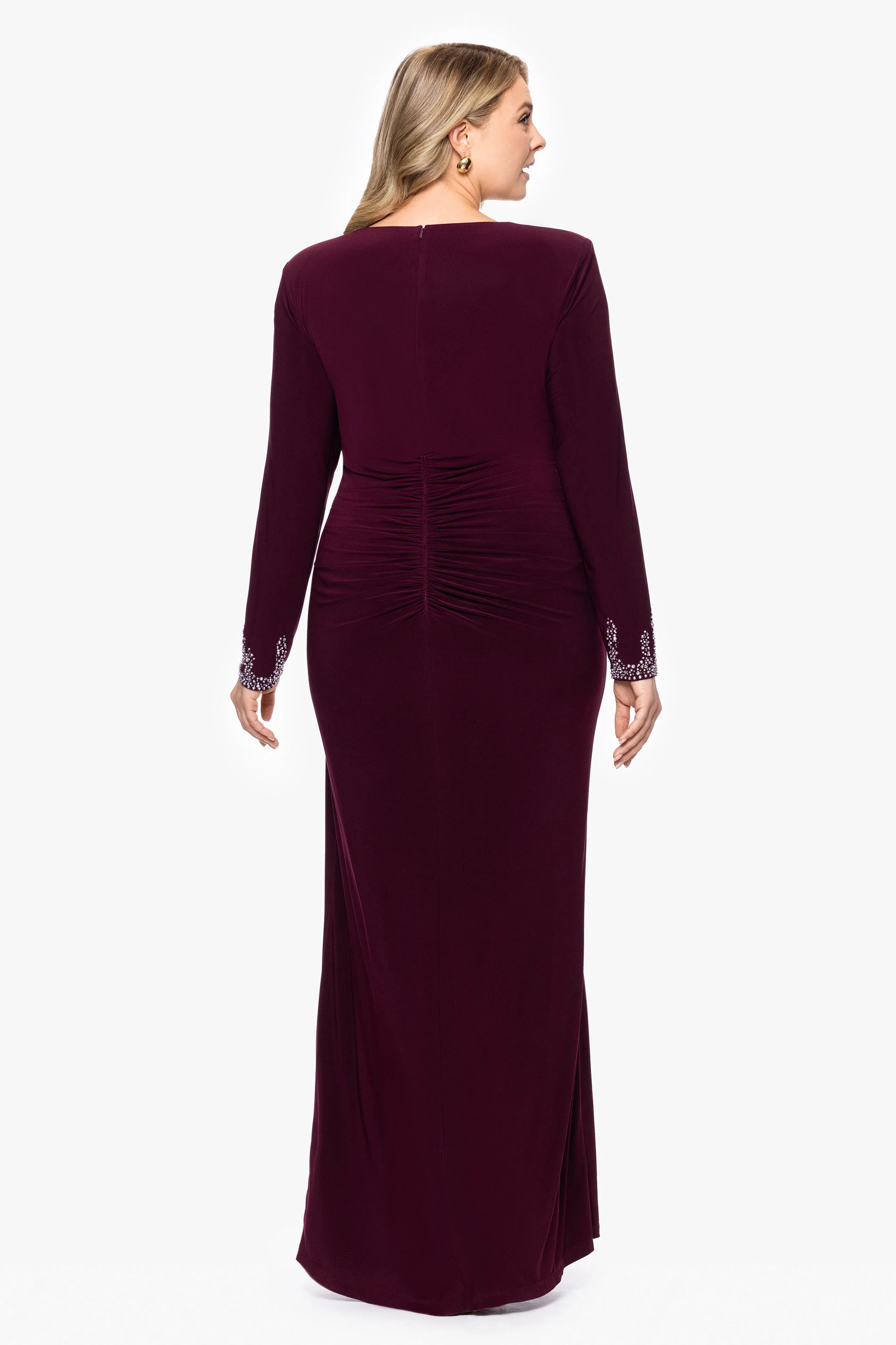 Plus "Kenley" Jersey Knit Long Sleeve Beaded Cuff Dress sold by Betsy & Adam product image thumbnail 3