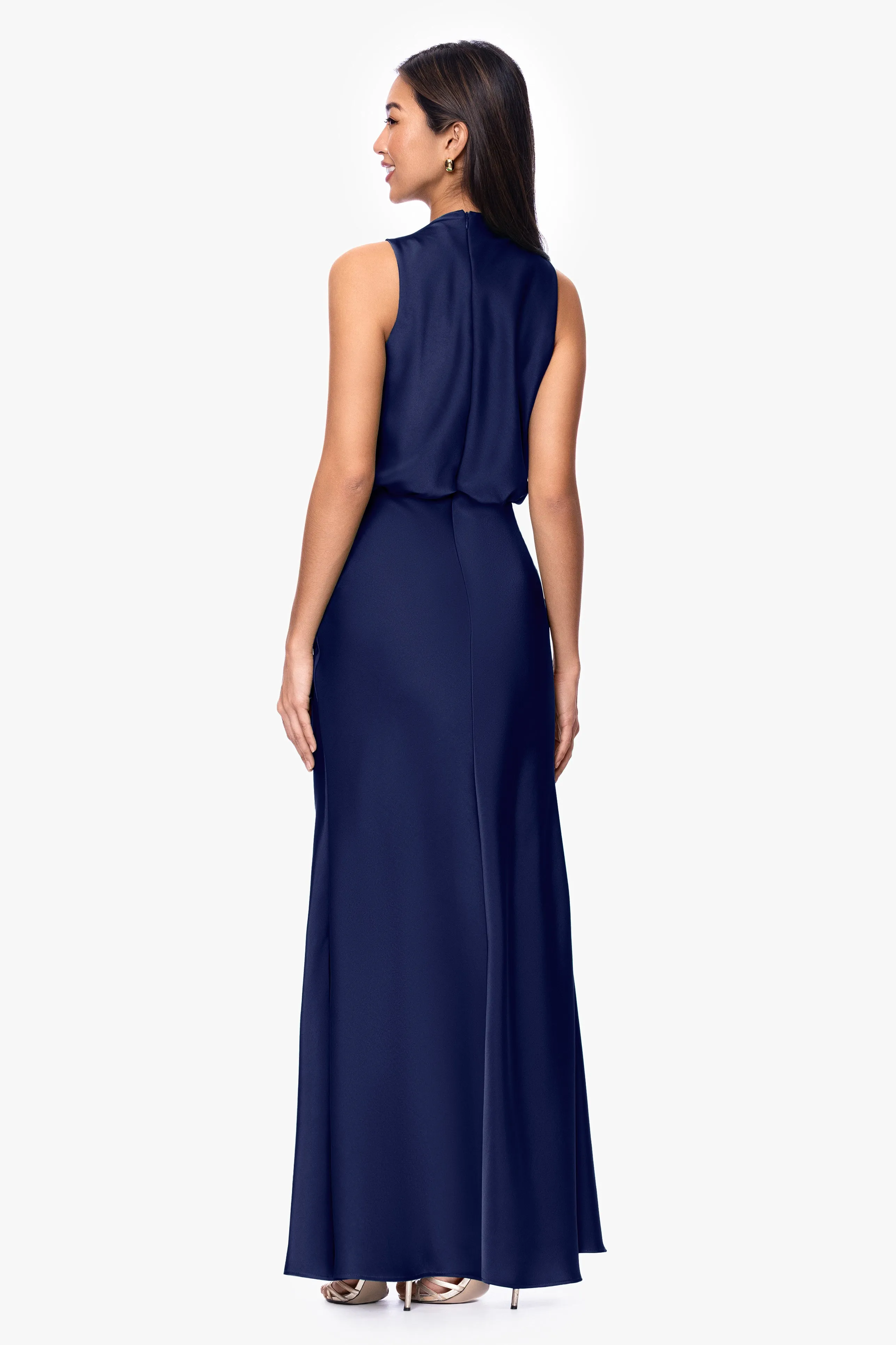 "Colette" Satin Ruched Trim Dress sold by Betsy & Adam product image thumbnail 3