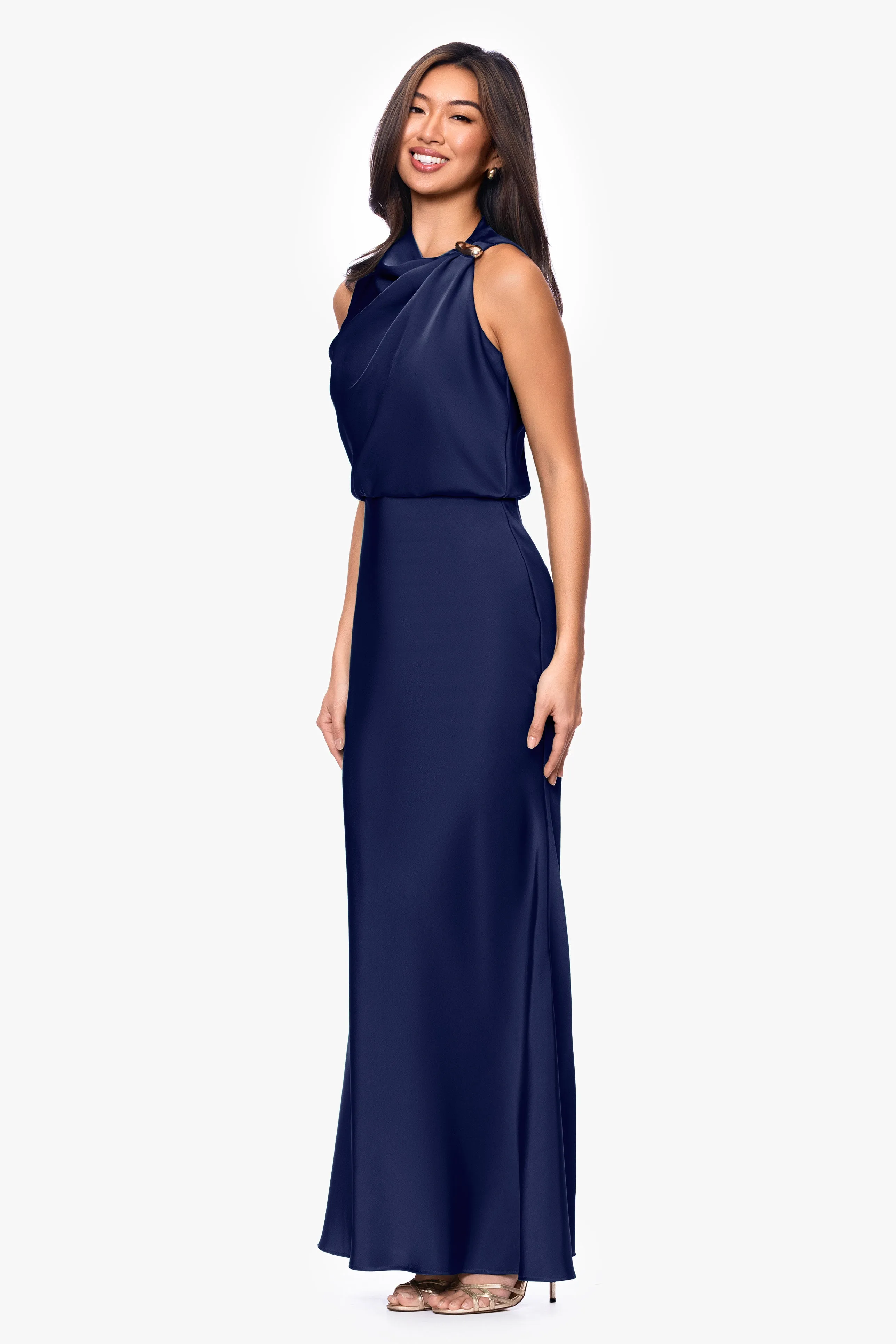 "Colette" Satin Ruched Trim Dress sold by Betsy & Adam product image thumbnail 4