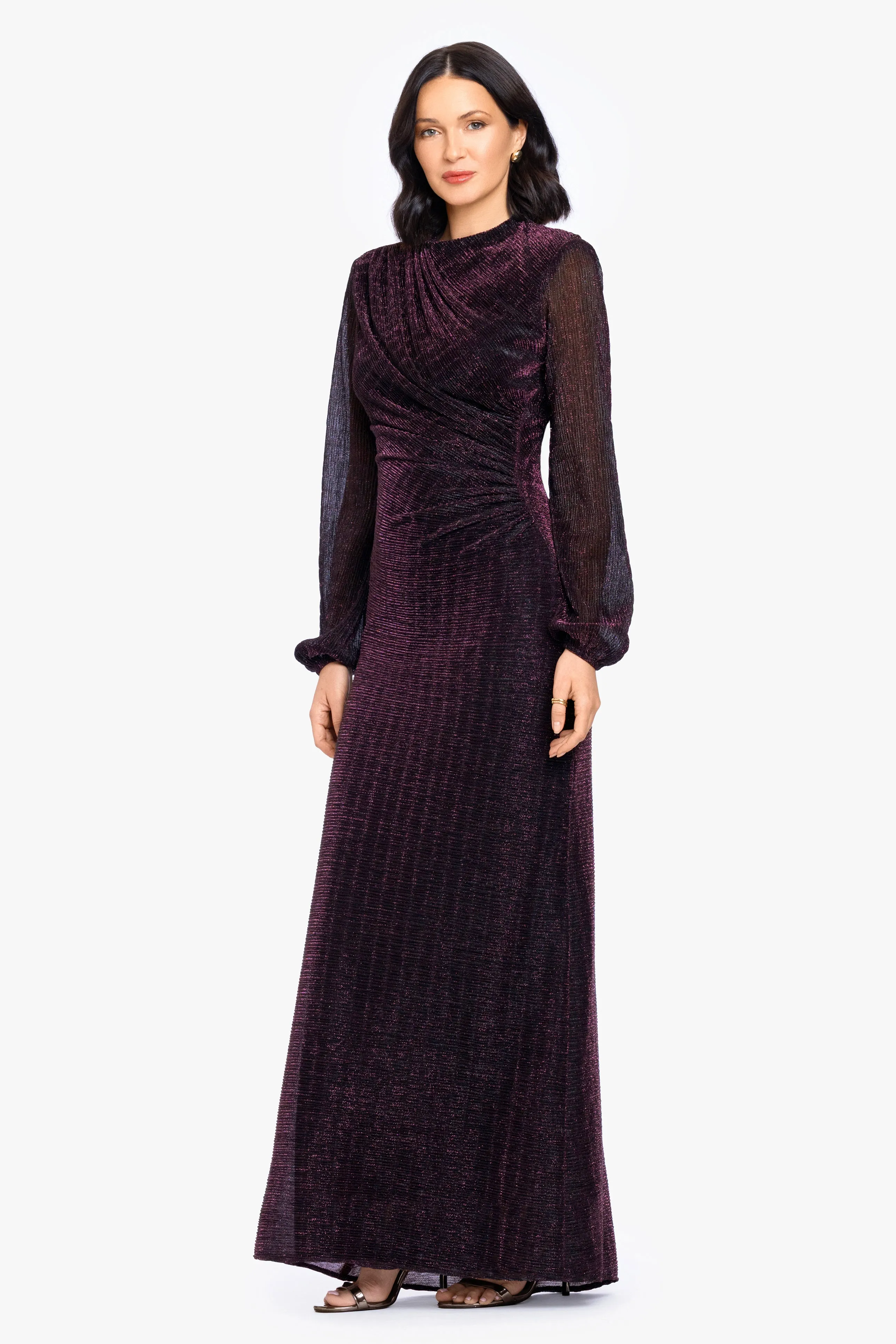 "Jayline" Metallic Long Sleeve Dress sold by Betsy & Adam product image thumbnail 4
