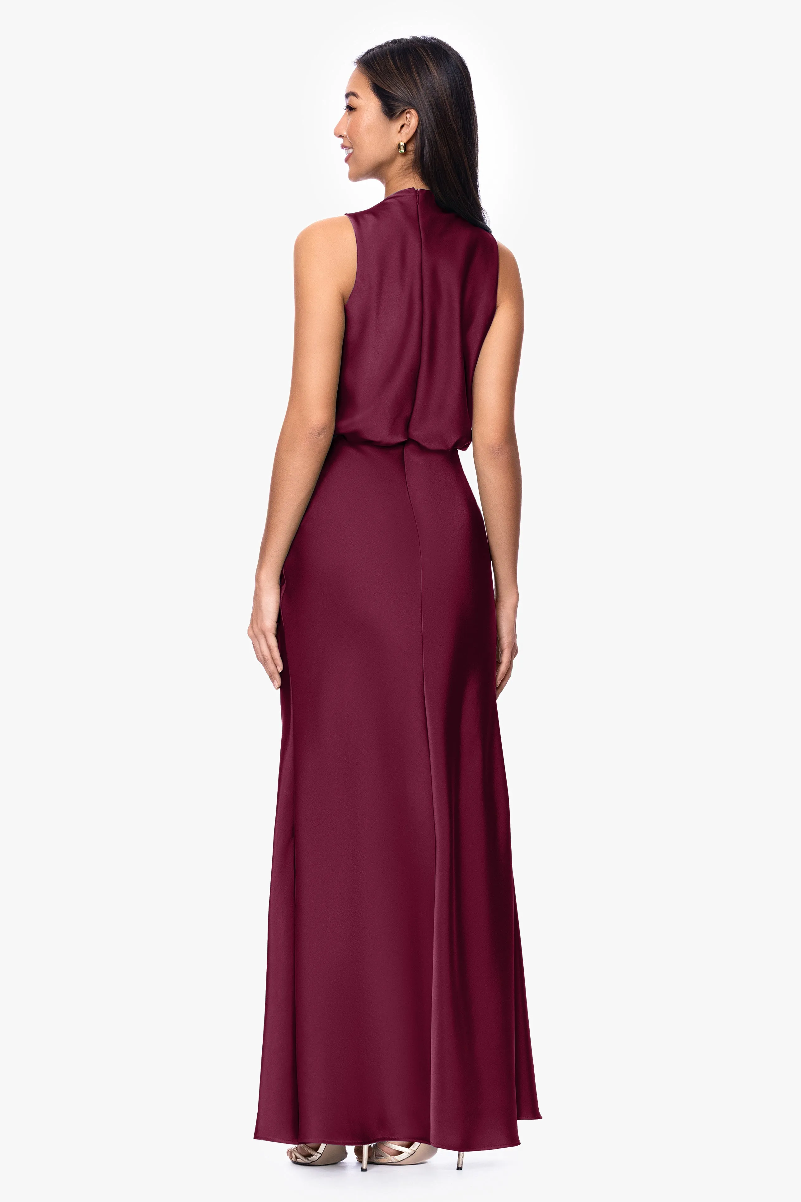Petite "Colette" Satin Ruched Trim Dress sold by Betsy & Adam product image thumbnail 3