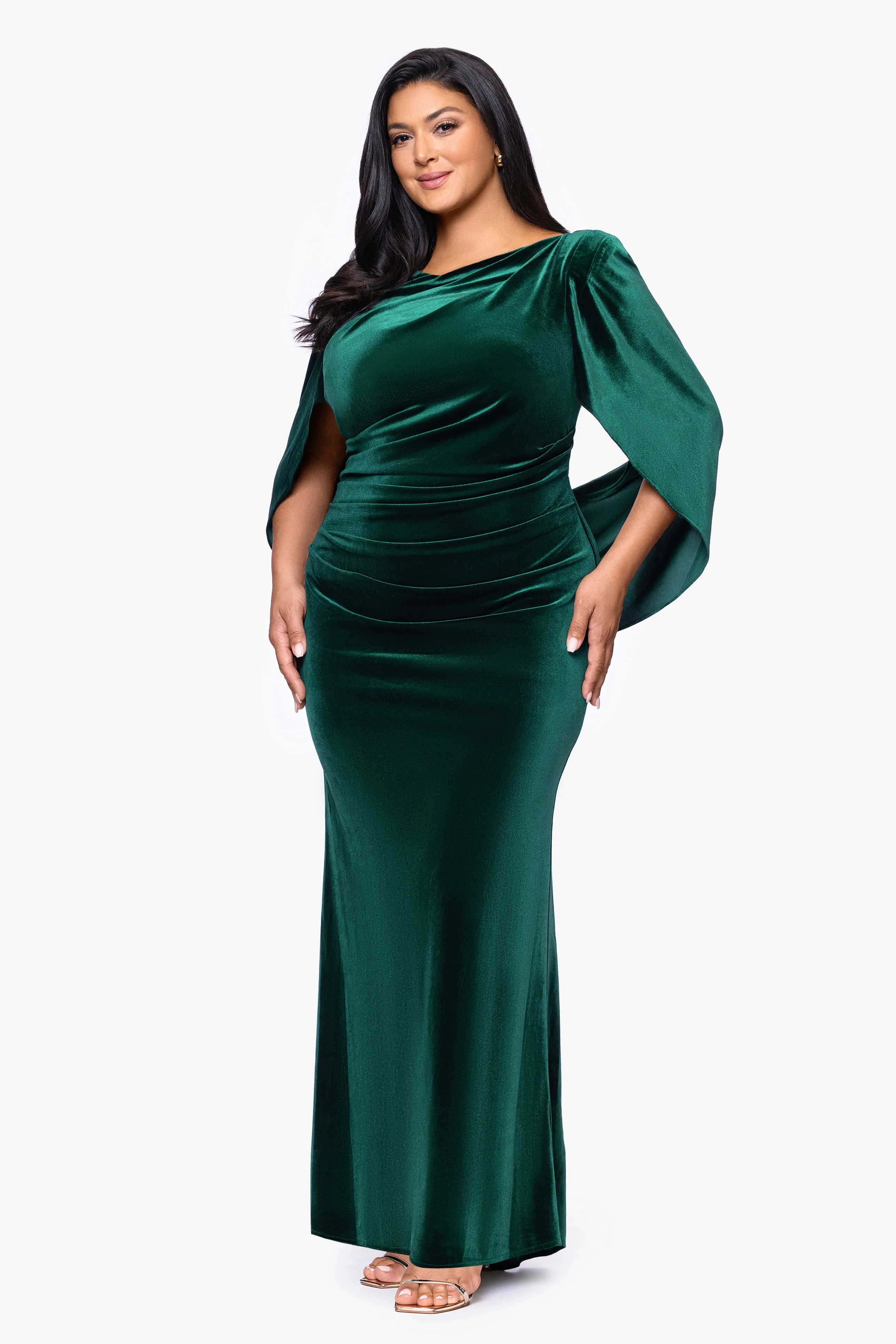 Plus "Audrey" Velvet Draped Back Dress sold by Betsy & Adam product image thumbnail 4
