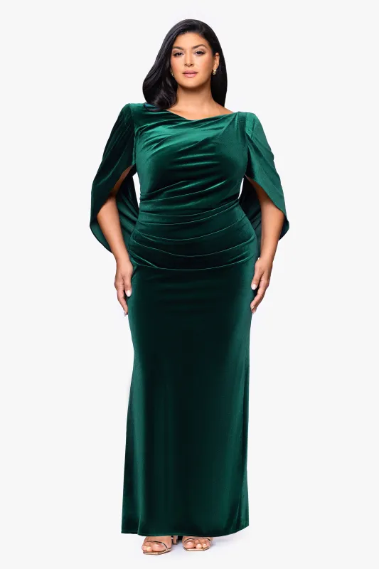 Plus "Audrey" Velvet Draped Back Dress made by Betsy & Adam