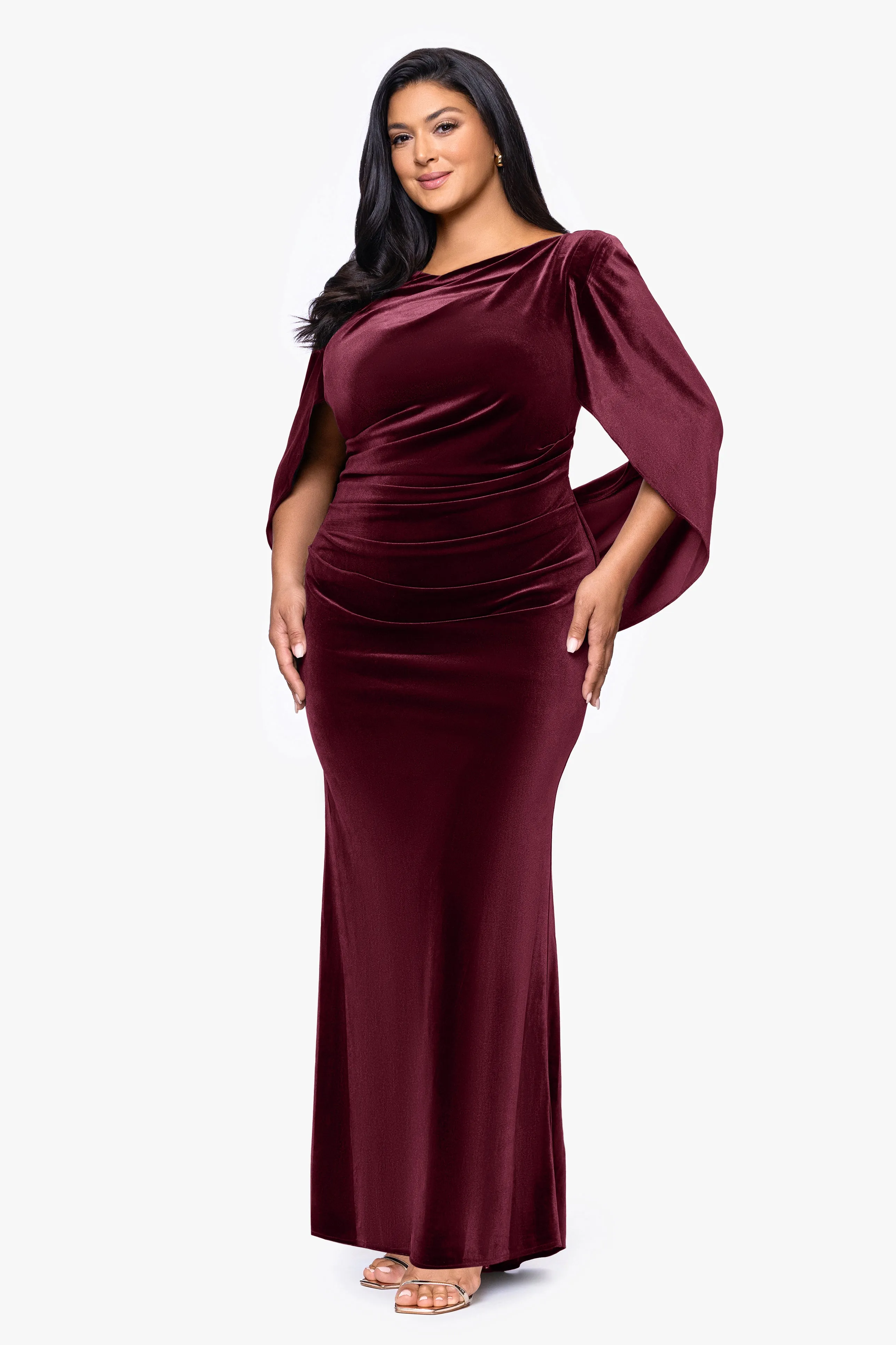 Plus "Audrey" Velvet Draped Back Dress sold by Betsy & Adam product image thumbnail 4