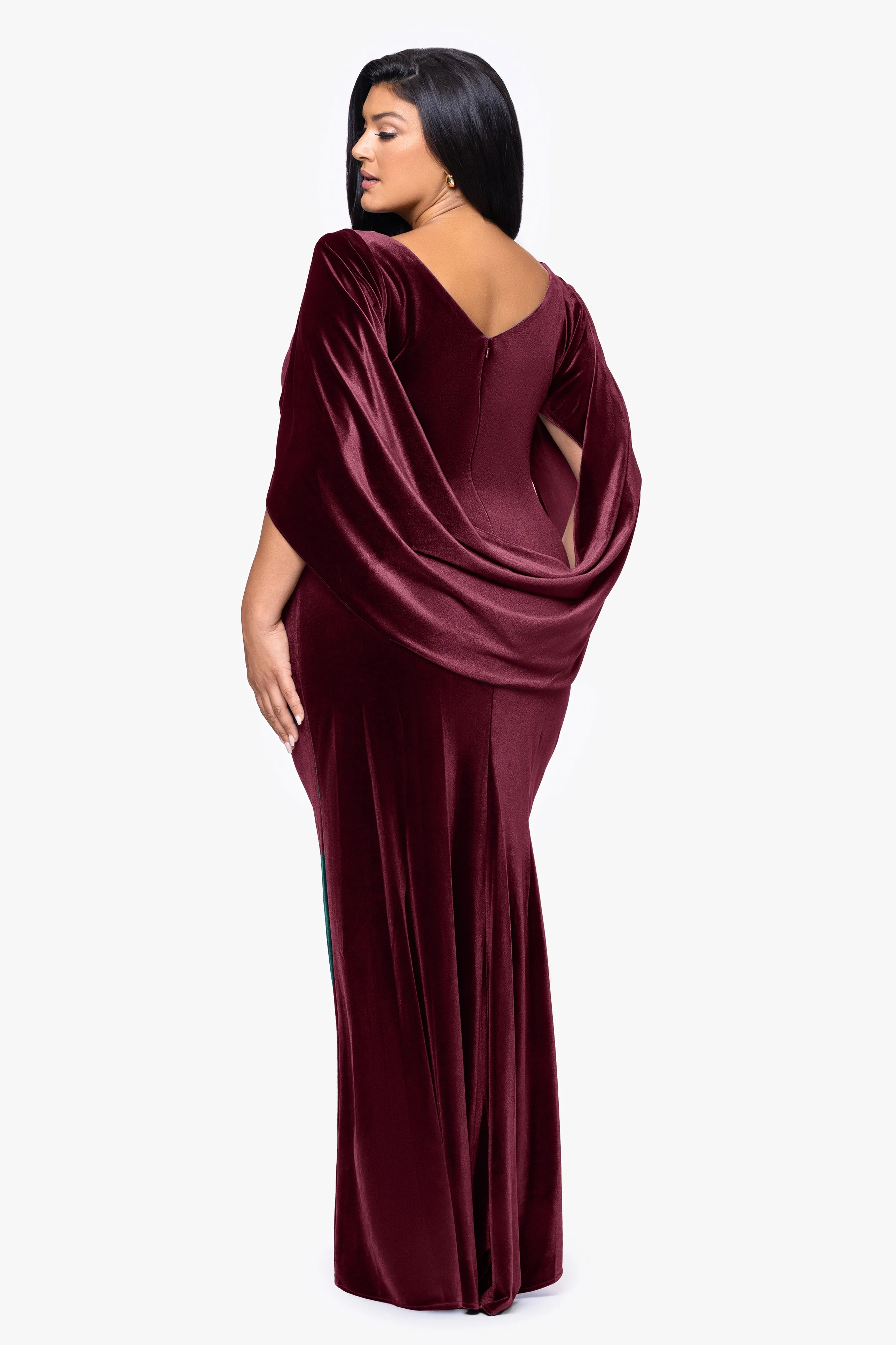 Plus "Audrey" Velvet Draped Back Dress sold by Betsy & Adam product image thumbnail 3