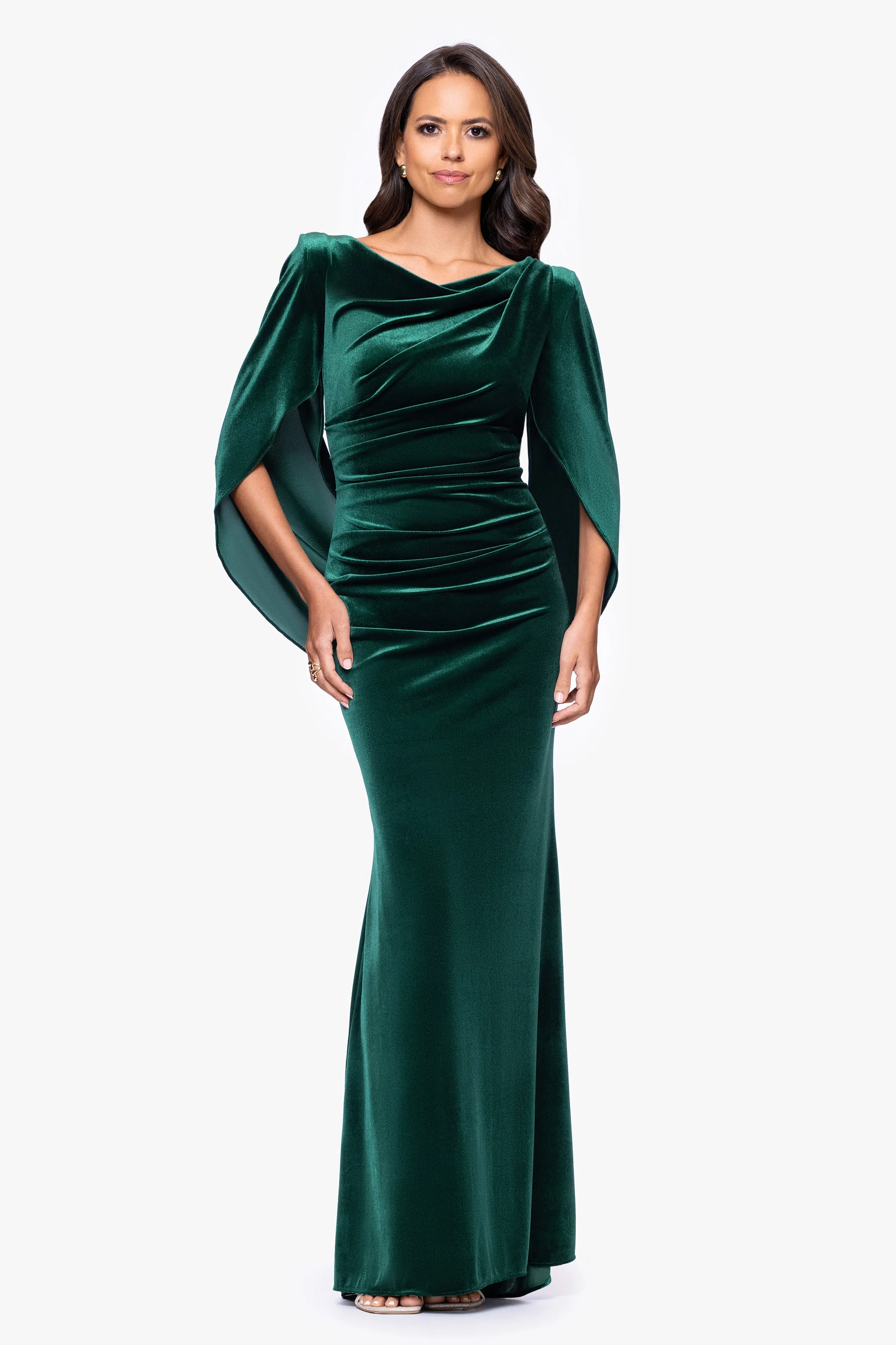 "Audrey" Velvet Draped Back Dress sold by Betsy & Adam