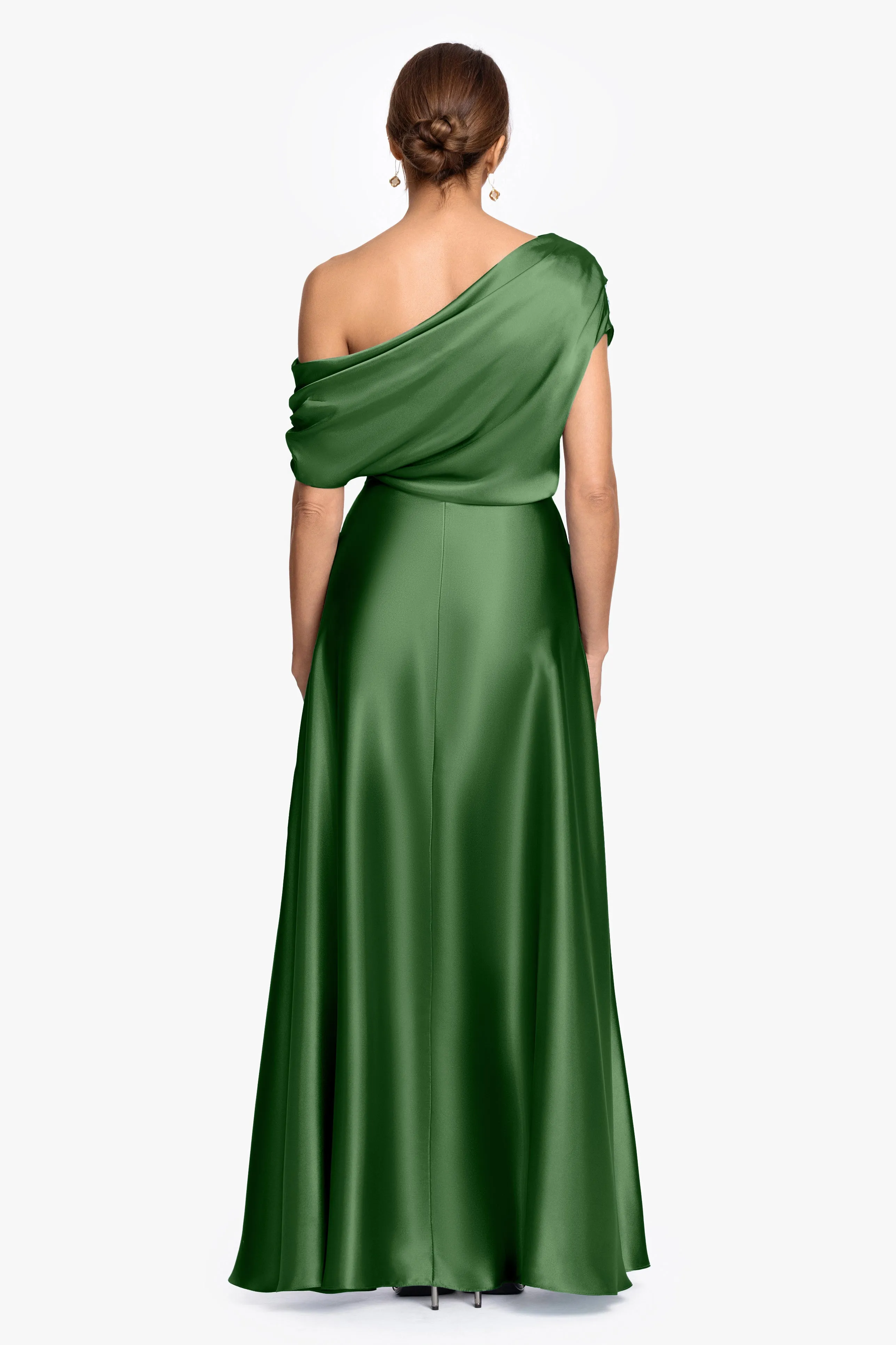 "Soley" Satin Off The Shoulder Ruched Gown sold by Betsy & Adam product image thumbnail 3