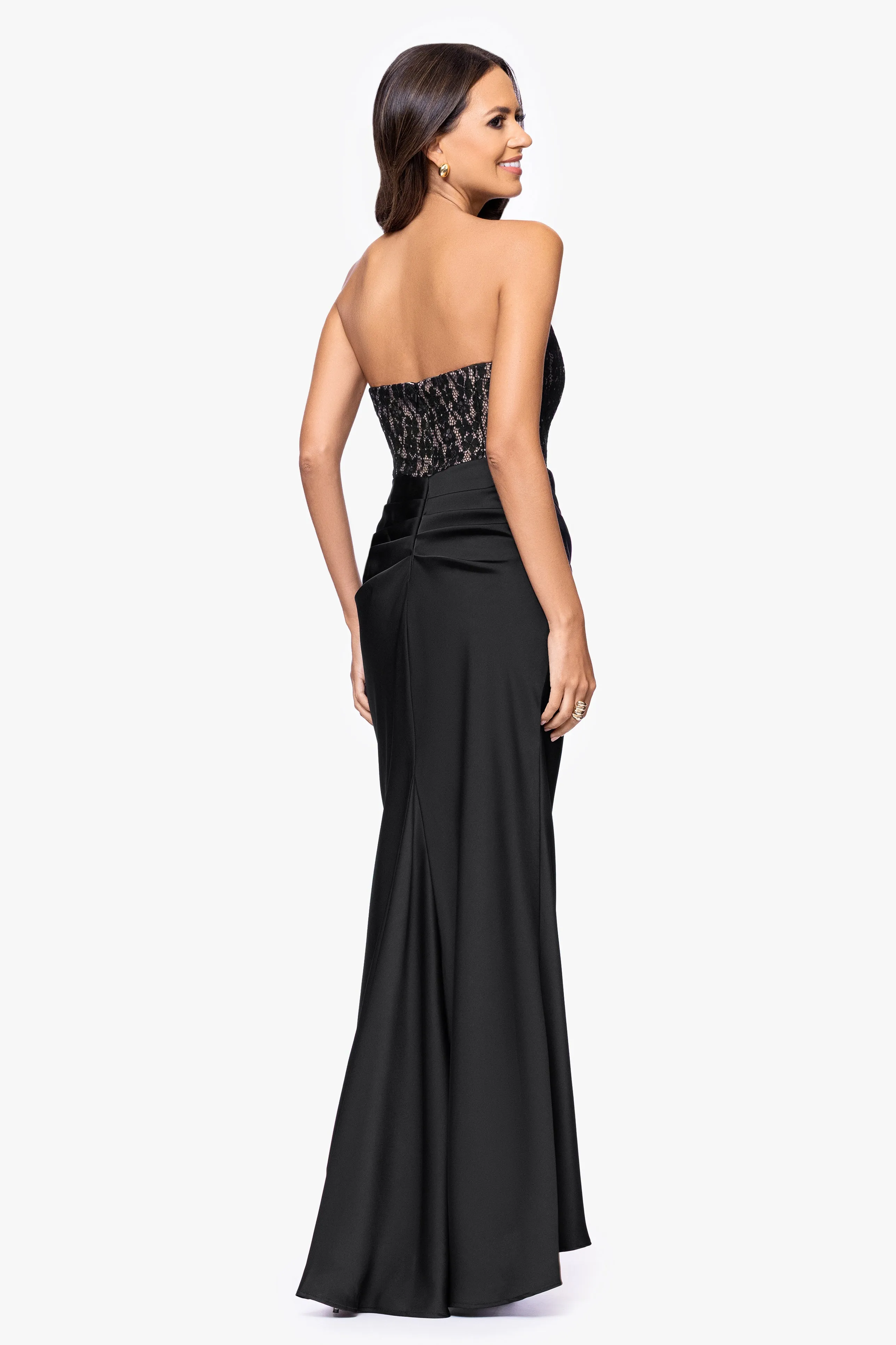 Petite "Velma" Lace Corset Bodice & Satin Skirt Strapless Dress sold by Betsy & Adam product image thumbnail 3