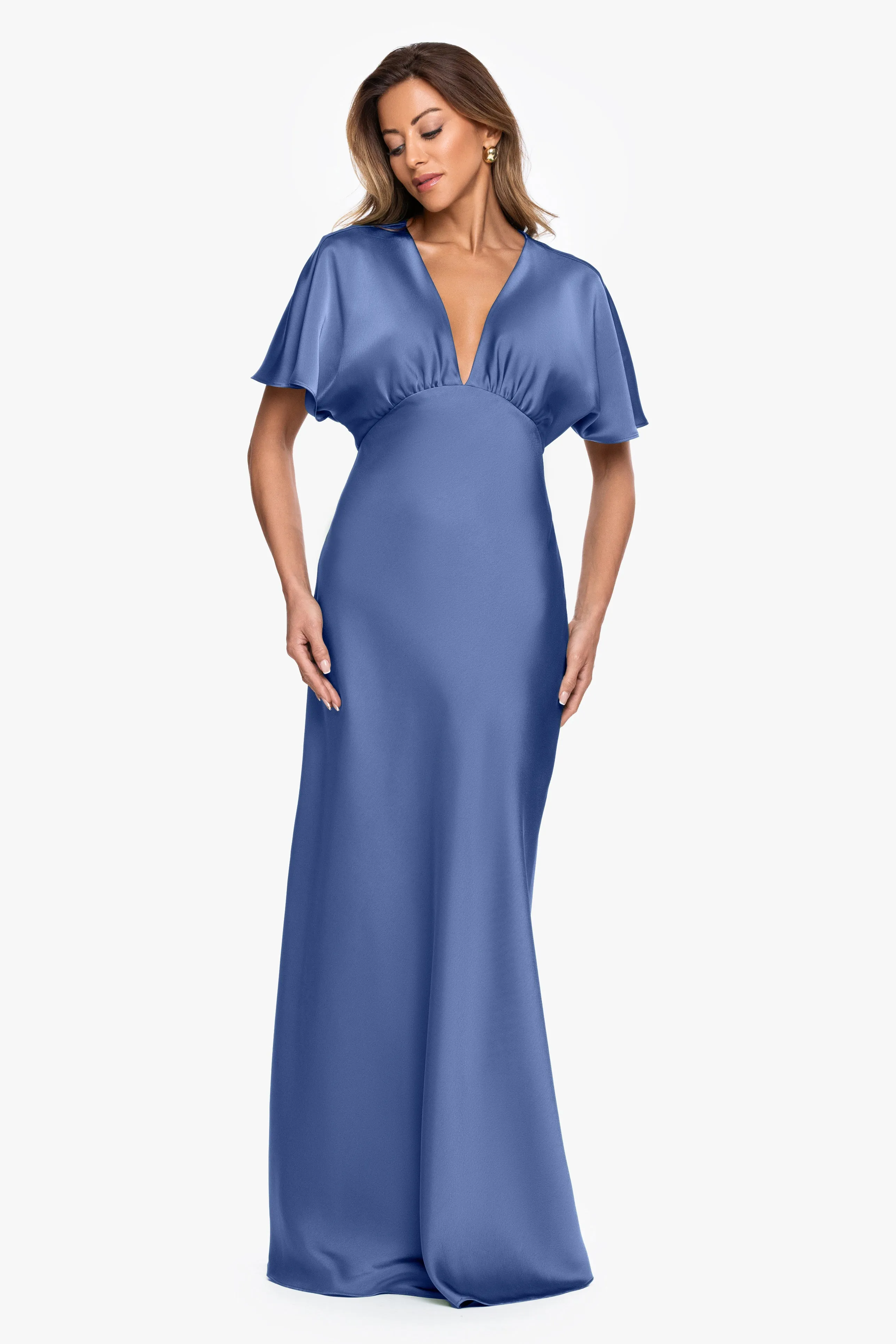 "Sheryl" Satin V-Neck Dress sold by Betsy & Adam