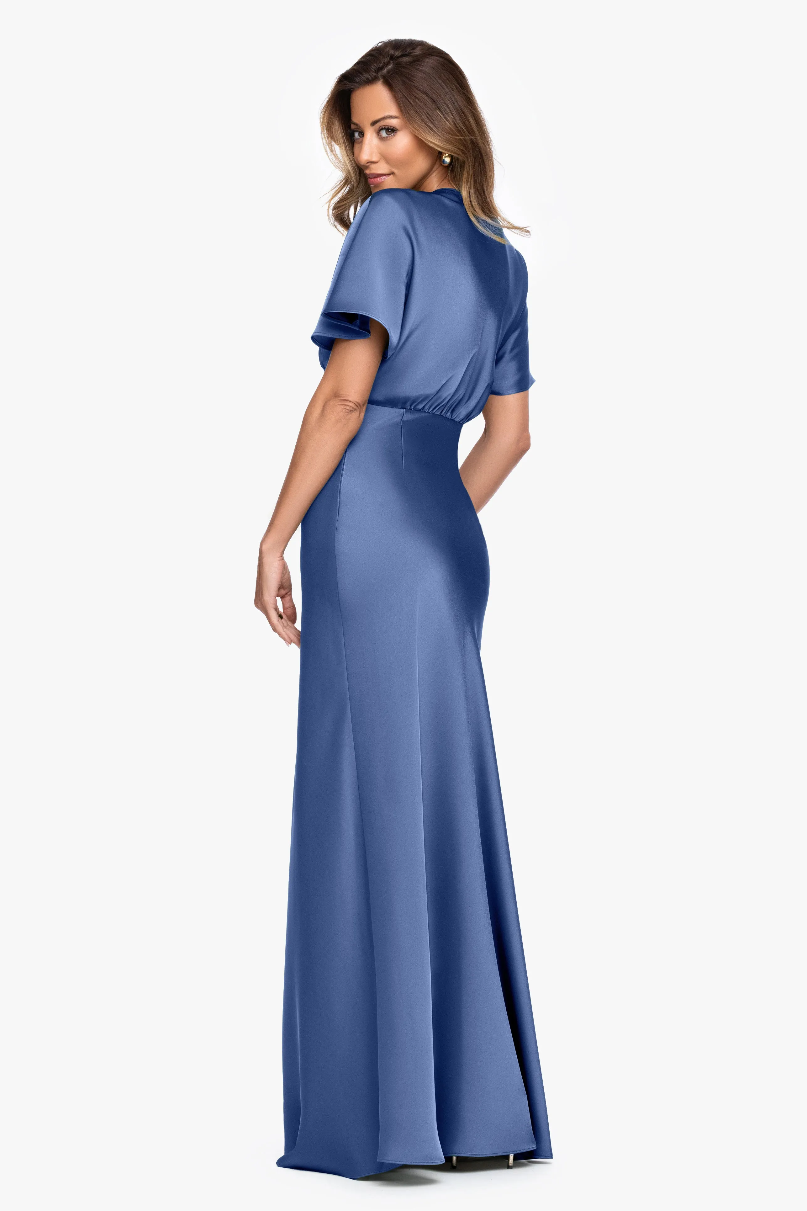 "Sheryl" Satin V-Neck Dress sold by Betsy & Adam product image thumbnail 3