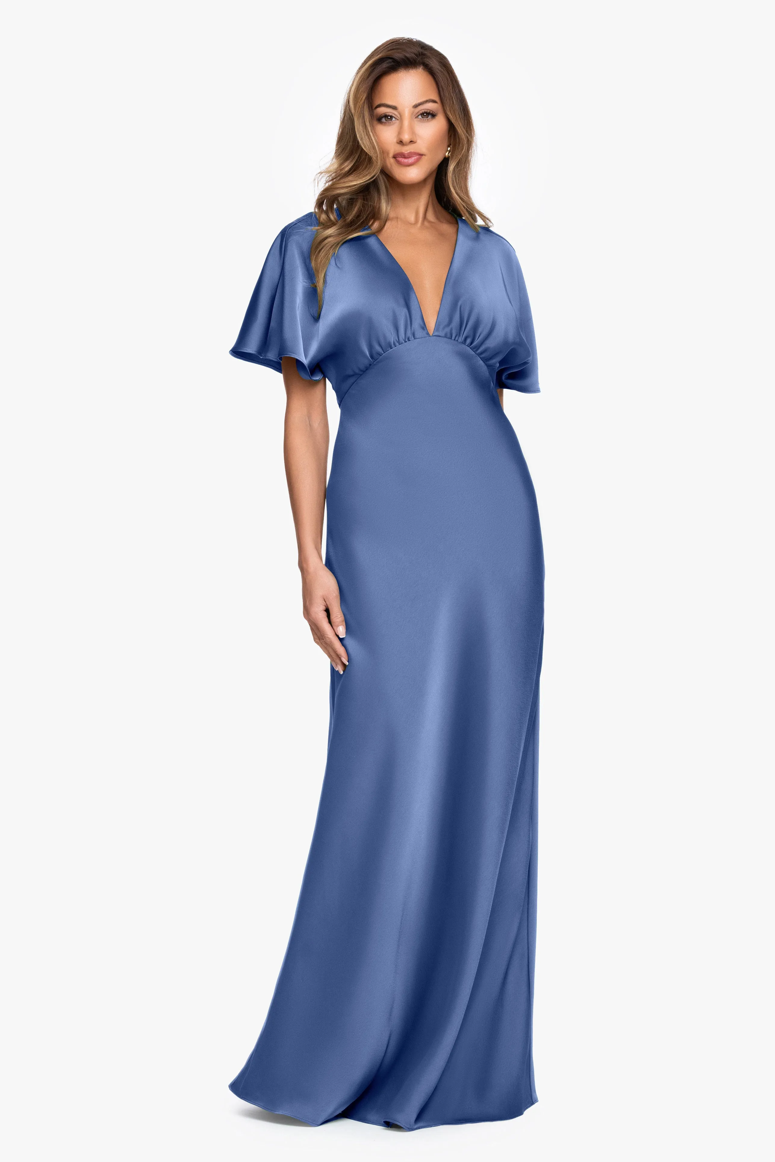 "Sheryl" Satin V-Neck Dress sold by Betsy & Adam product image thumbnail 5