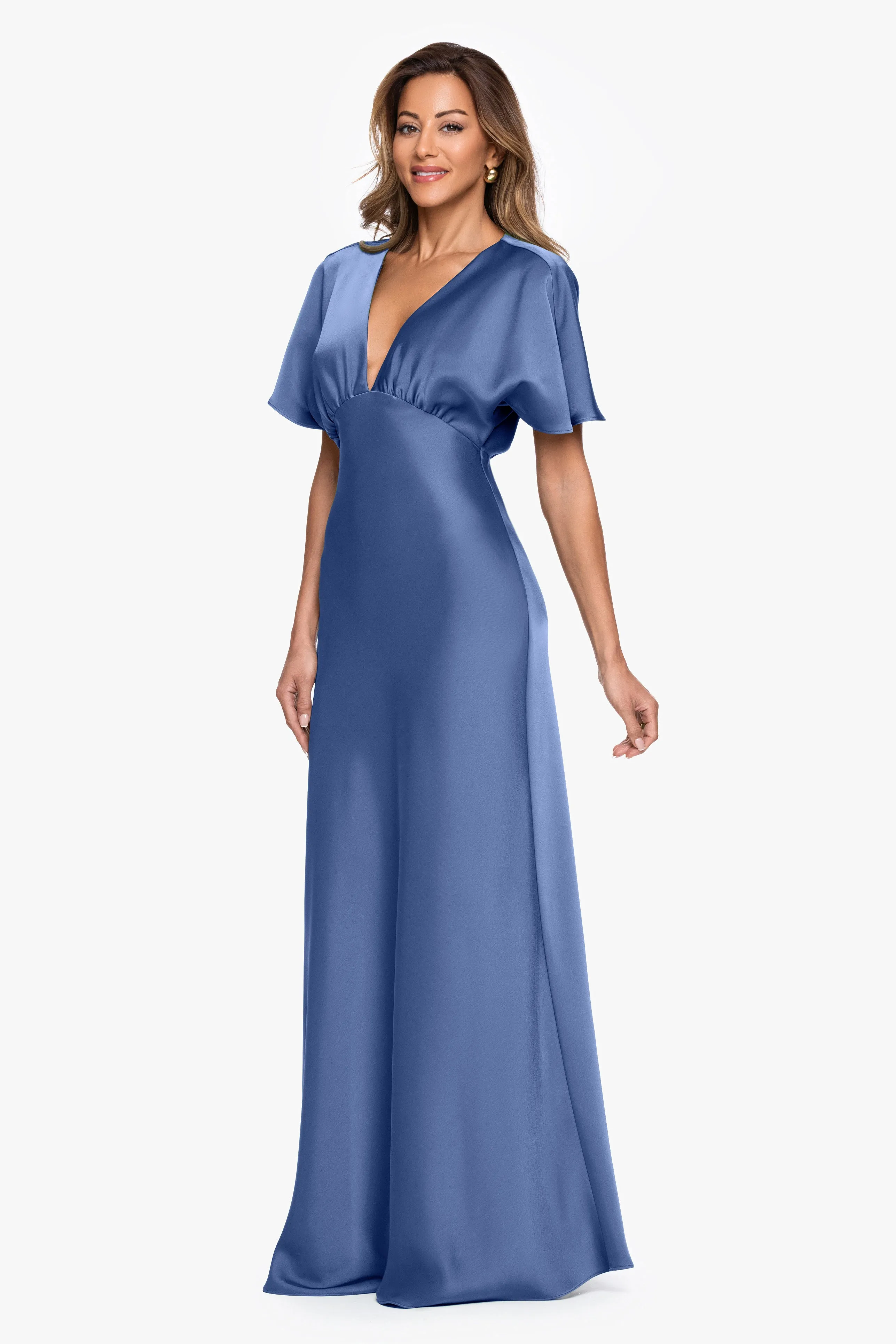 "Sheryl" Satin V-Neck Dress sold by Betsy & Adam product image thumbnail 4