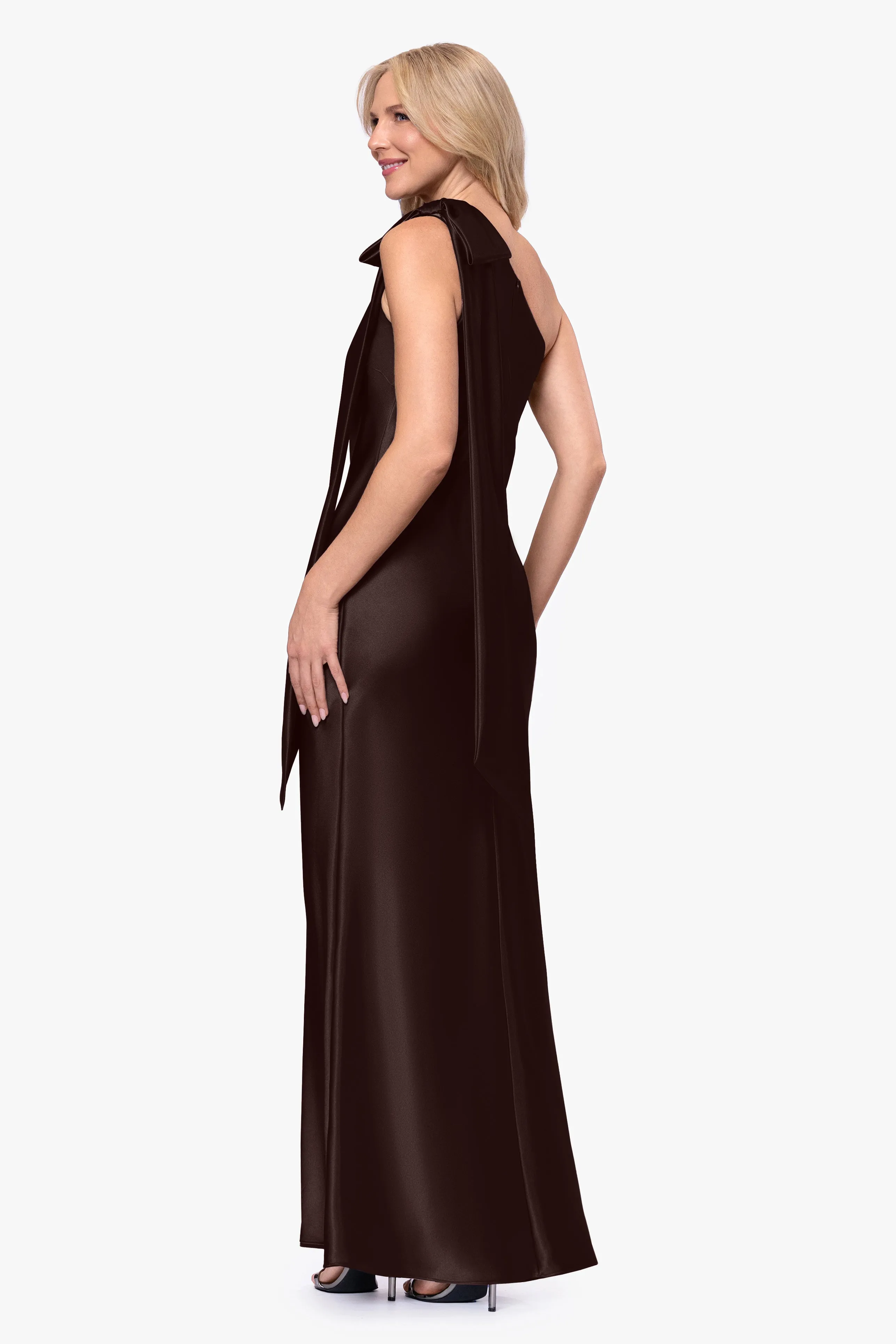 "Dove" Satin One Shoulder Bow Dress sold by Betsy & Adam product image thumbnail 3