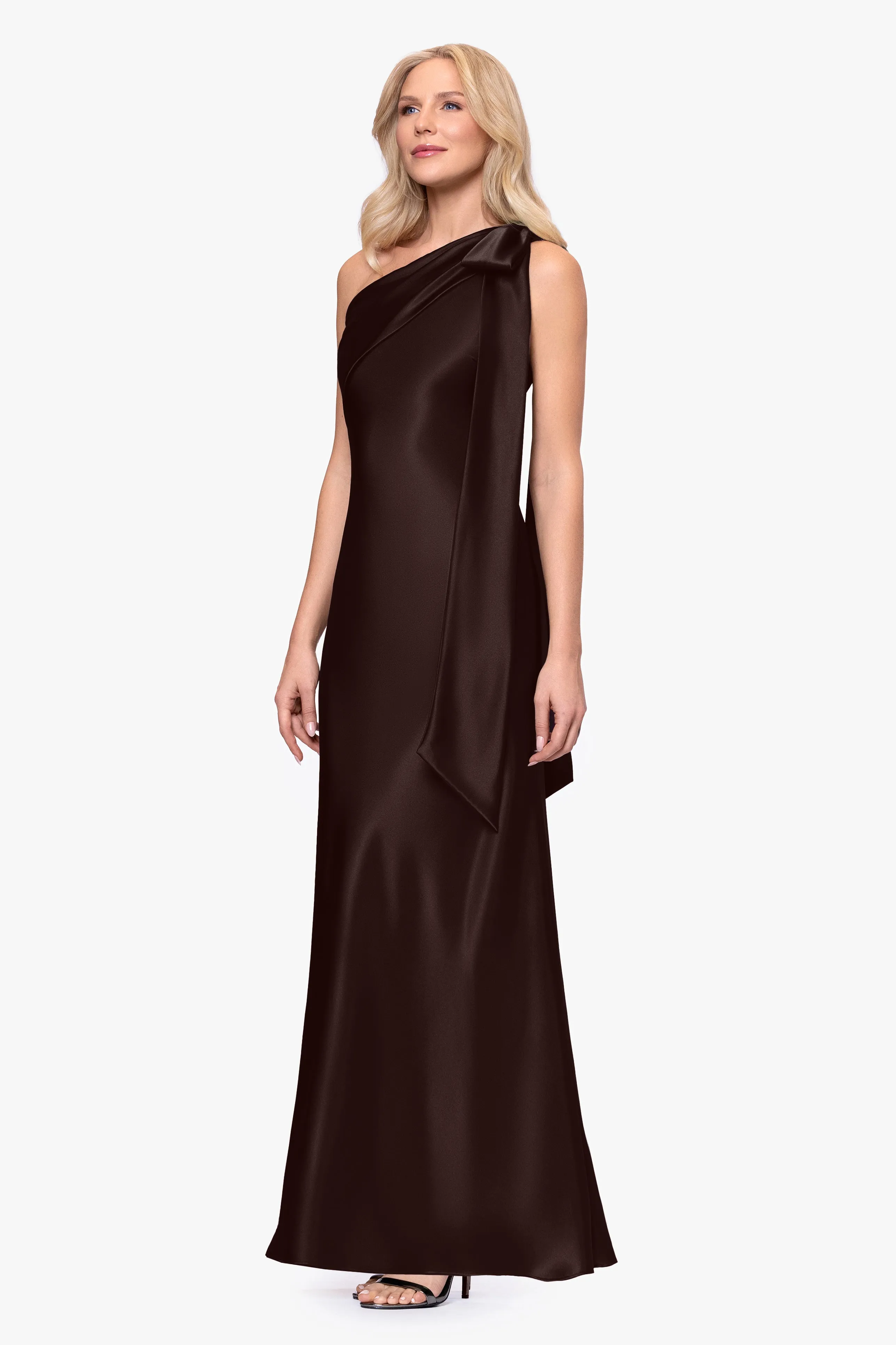 "Dove" Satin One Shoulder Bow Dress sold by Betsy & Adam product image thumbnail 4