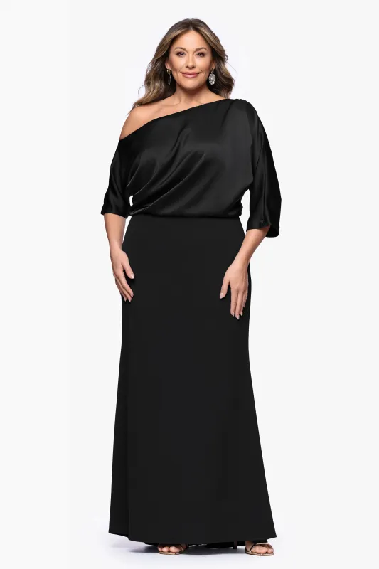 Plus "Ana" Scuba Crepe & Satin Drop Shoulder Dress made by Betsy & Adam
