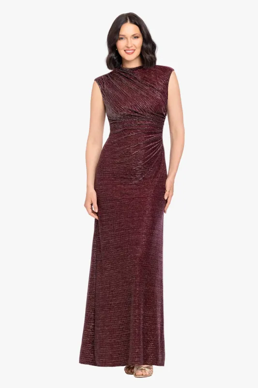 "Nicole" Glitter Crinkle Mock Neck Dress made by Betsy & Adam