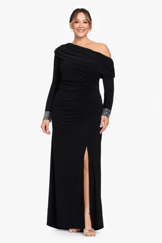 Plus "Crystal" Jersey Knit Beaded Cuff Sleeve Dress made by Betsy & Adam