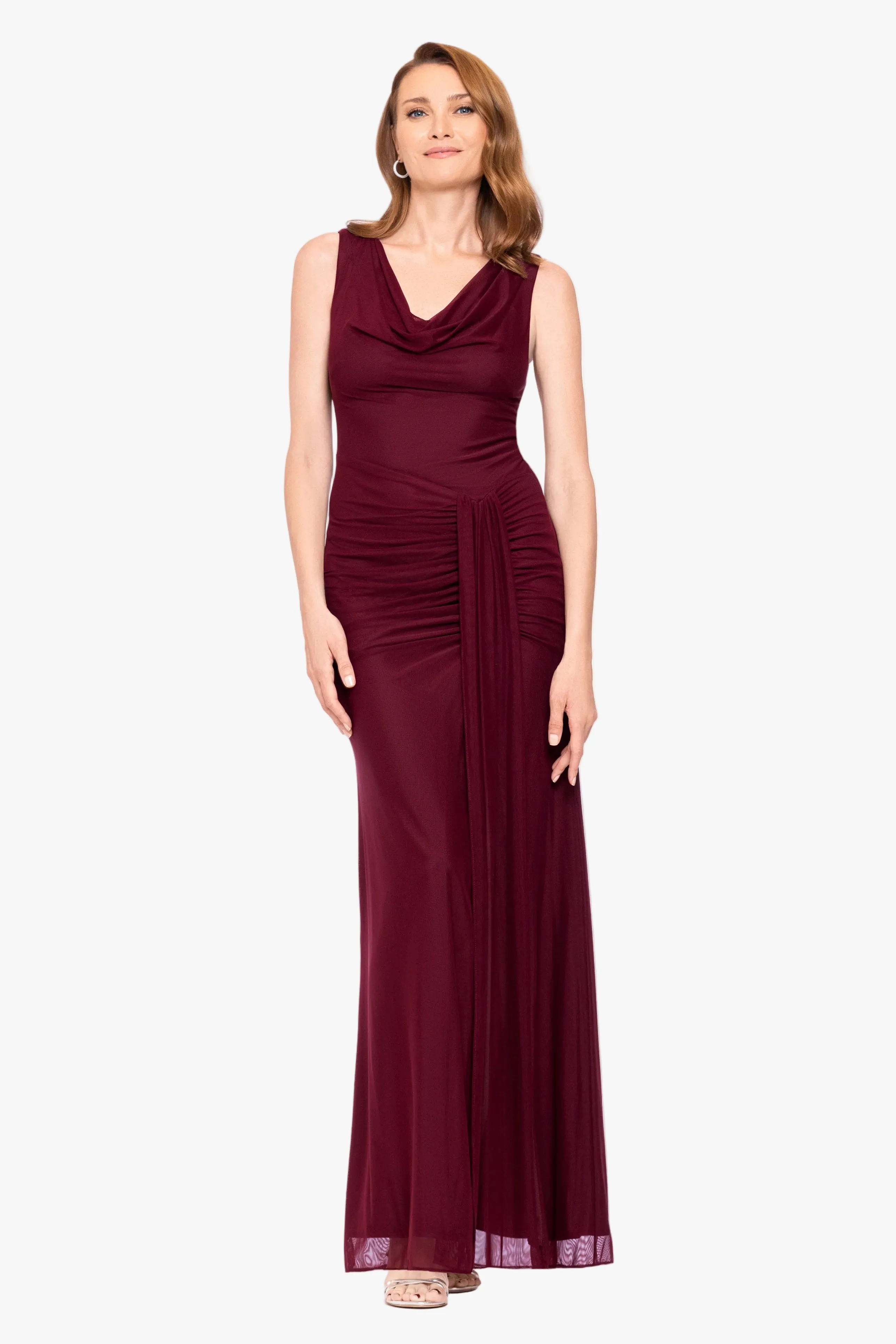 "Adrianna" Stretch Mesh Draped Neck Dress sold by Betsy & Adam