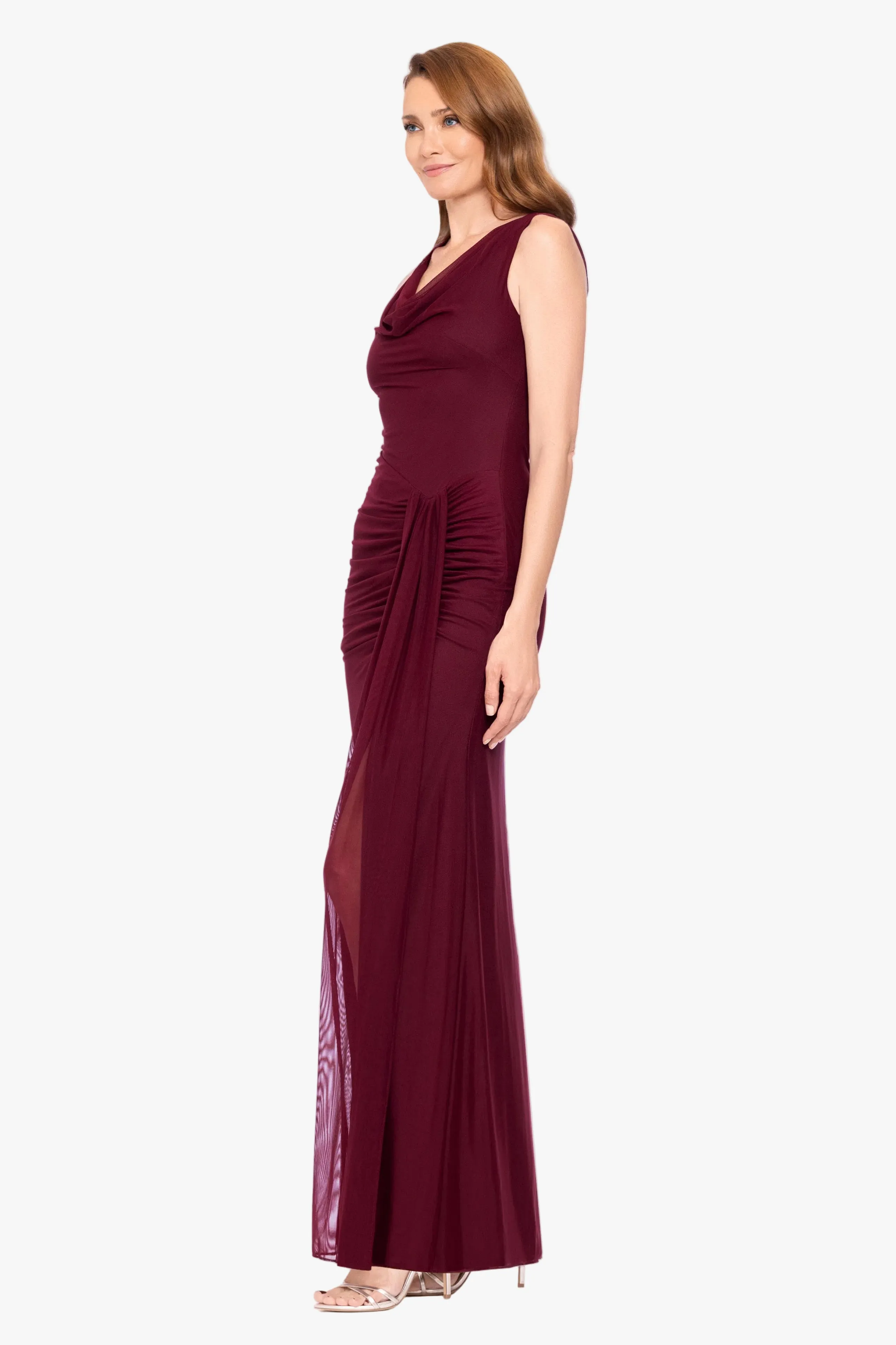 "Adrianna" Stretch Mesh Draped Neck Dress sold by Betsy & Adam product image thumbnail 4