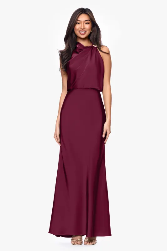 "Colette" Satin Ruched Trim Dress made by Betsy & Adam