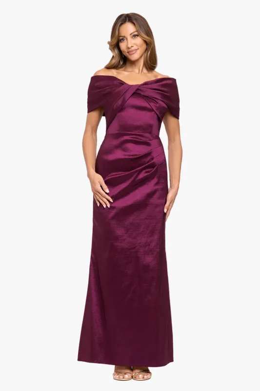 "Gia" Taffeta Twist Off the Shoulder Dress made by Betsy & Adam