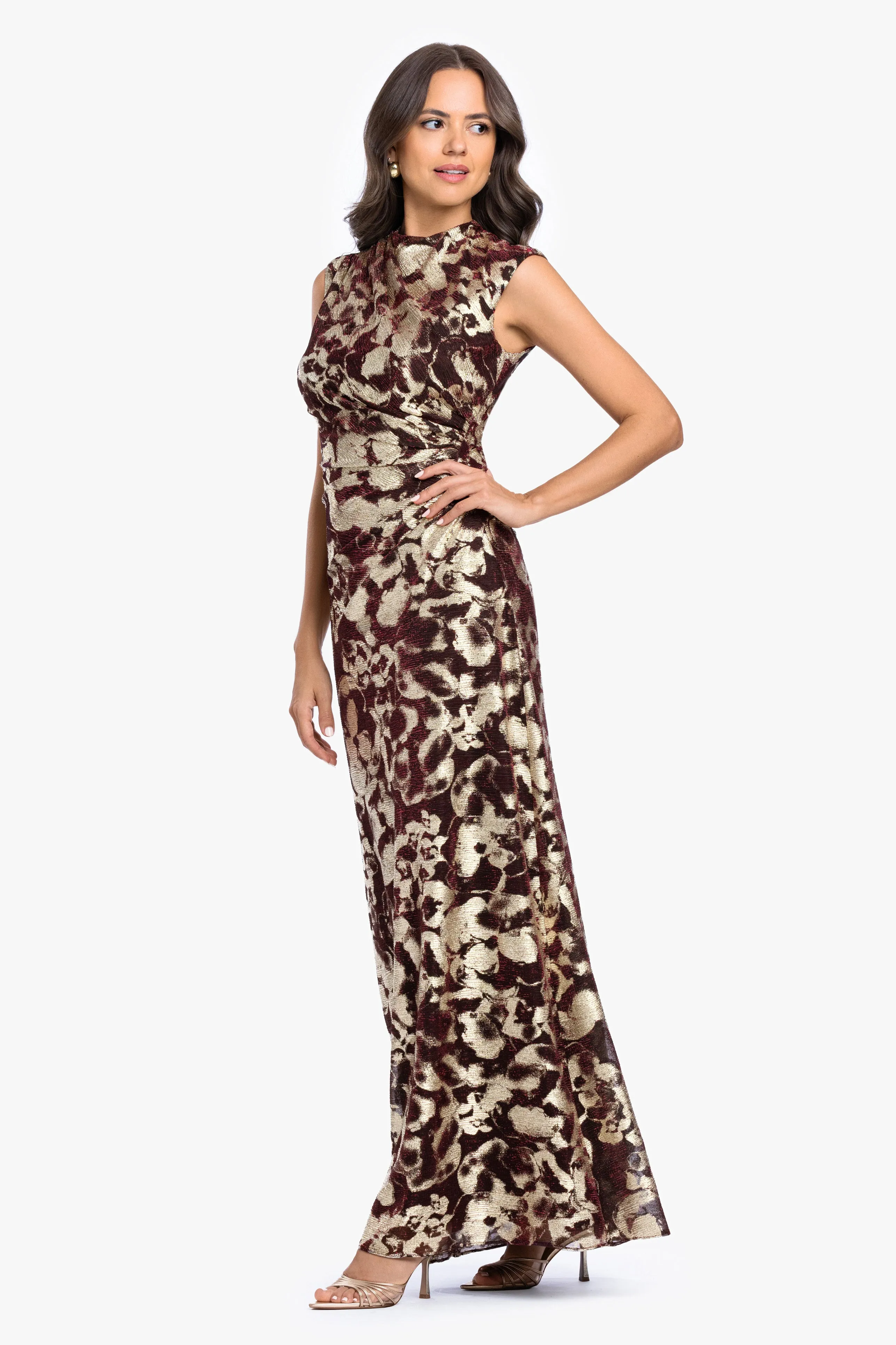 Petite "Cory" Metallic Print Ruched Dress sold by Betsy & Adam product image thumbnail 5