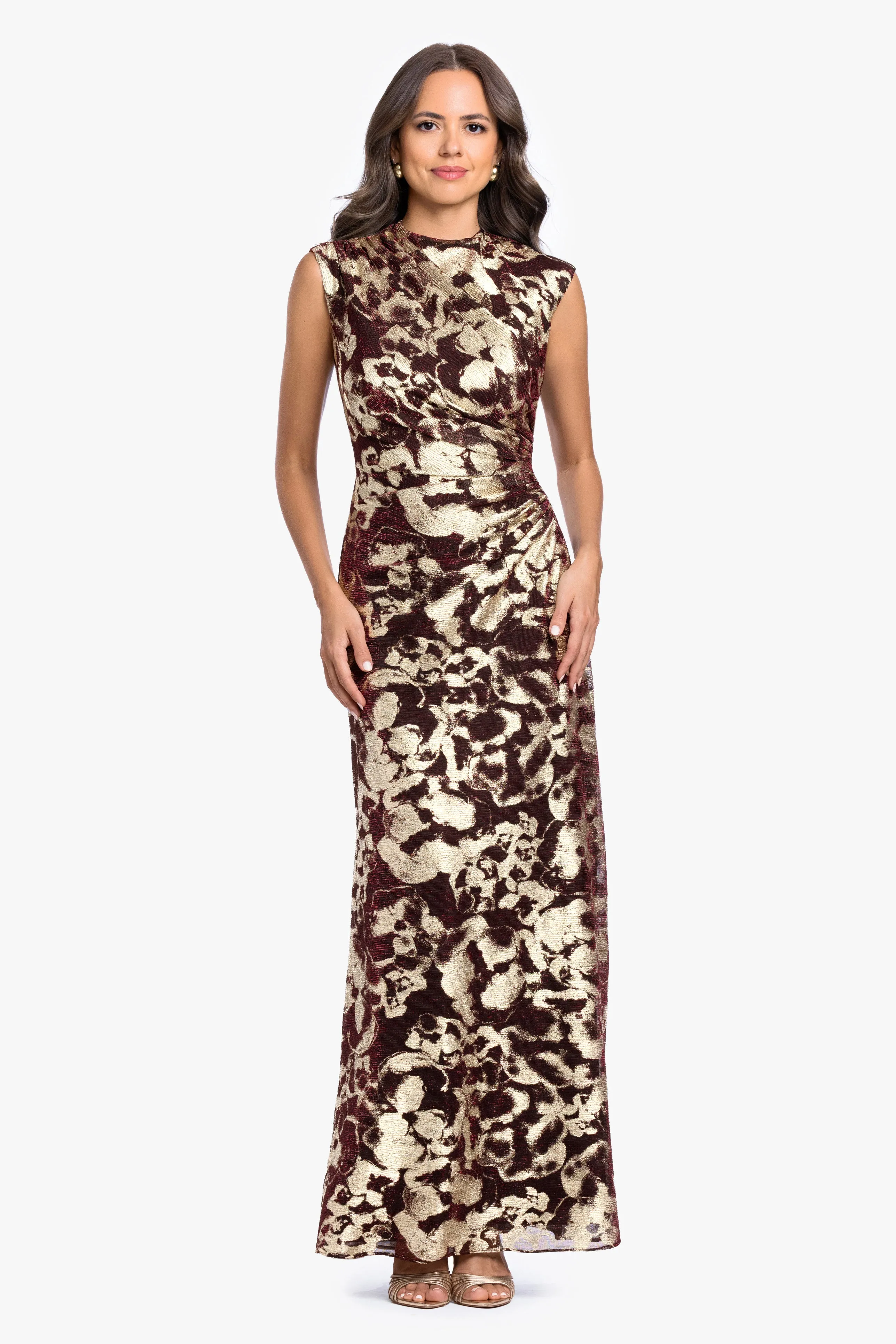 Petite "Cory" Metallic Print Ruched Dress sold by Betsy & Adam product image thumbnail 2