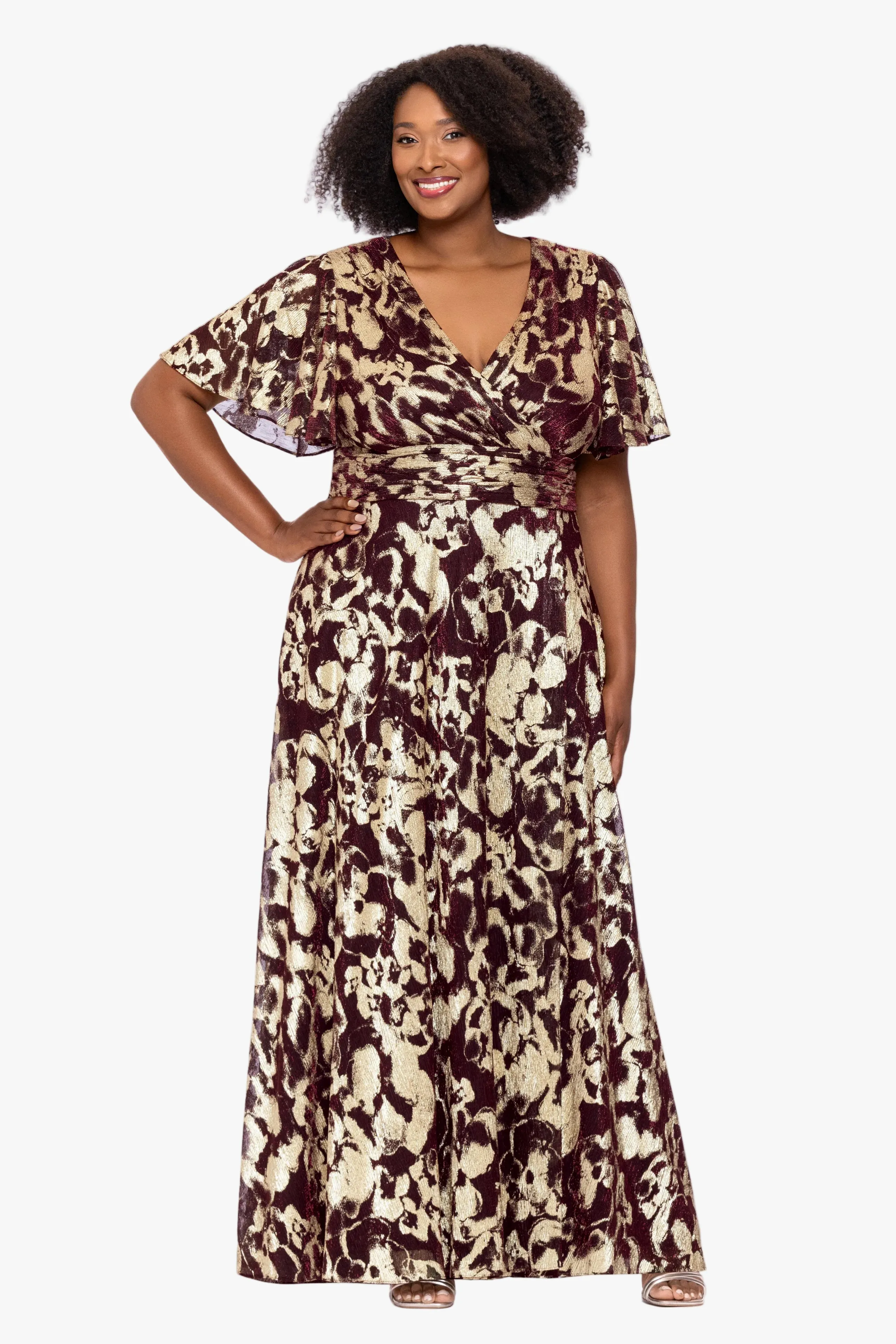 Plus "Polly" Metallic Short Sleeve Dress sold by Betsy & Adam product image thumbnail 5