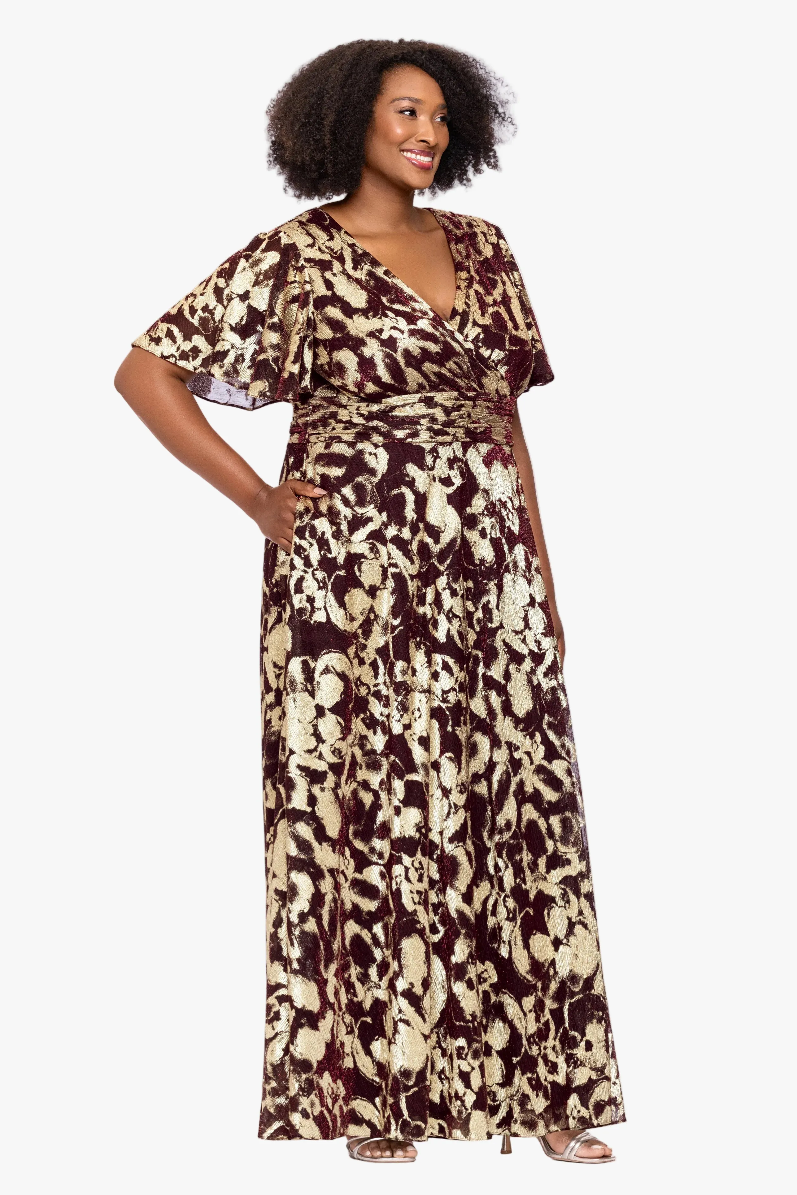 Plus "Polly" Metallic Short Sleeve Dress sold by Betsy & Adam product image thumbnail 4