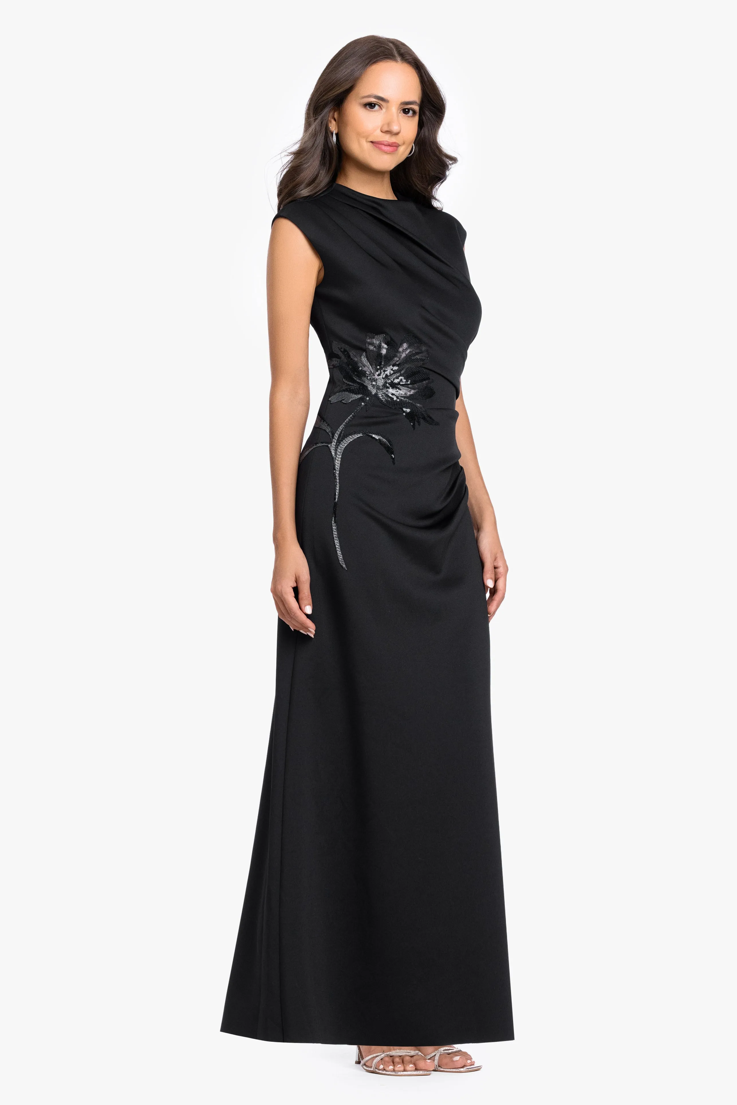 Petite "Phoebe" Techno Scuba Flower Applique Dress sold by Betsy & Adam product image thumbnail 4