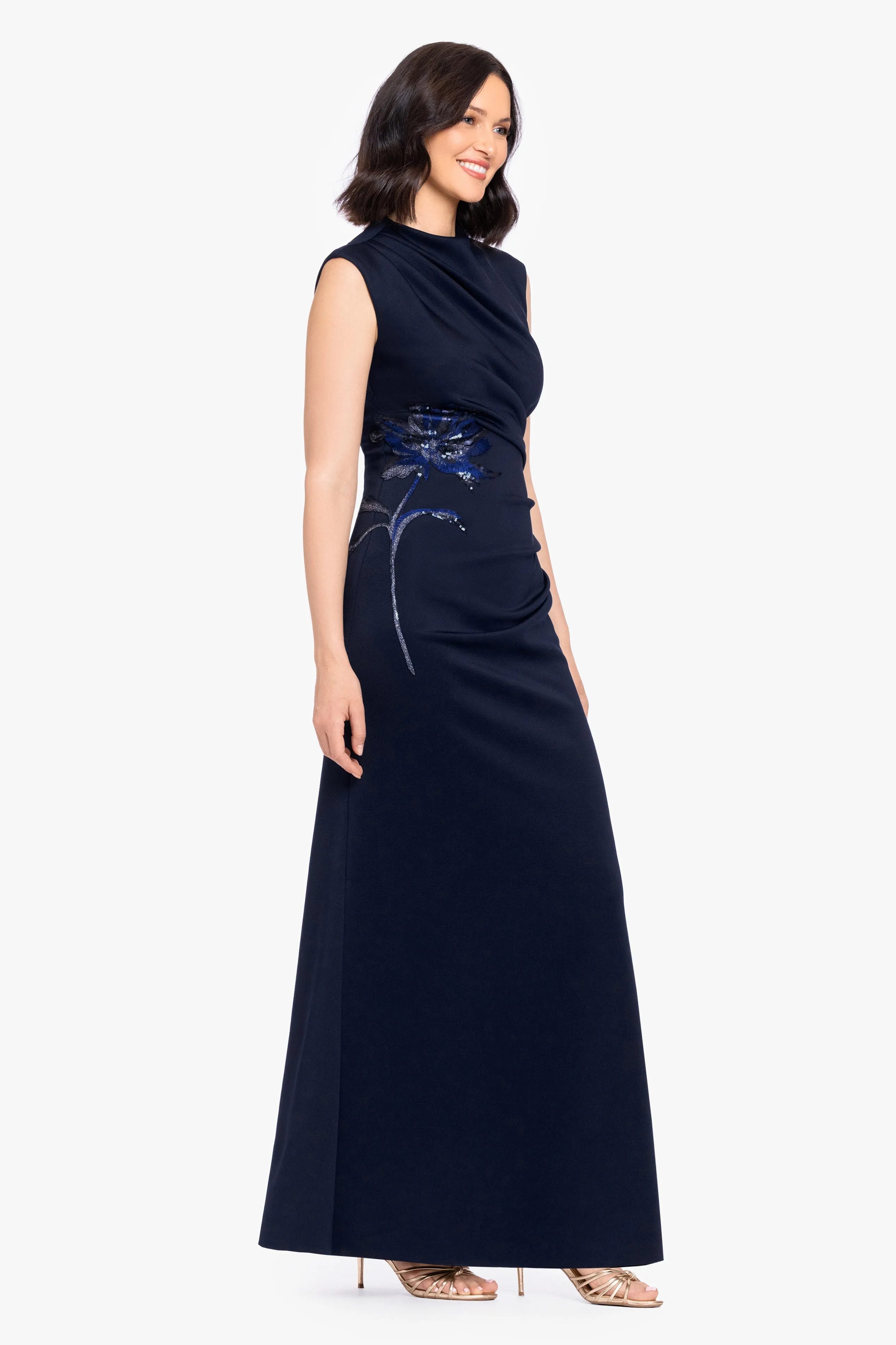 "Phoebe" Techno Scuba Flower Applique Dress sold by Betsy & Adam product image thumbnail 4