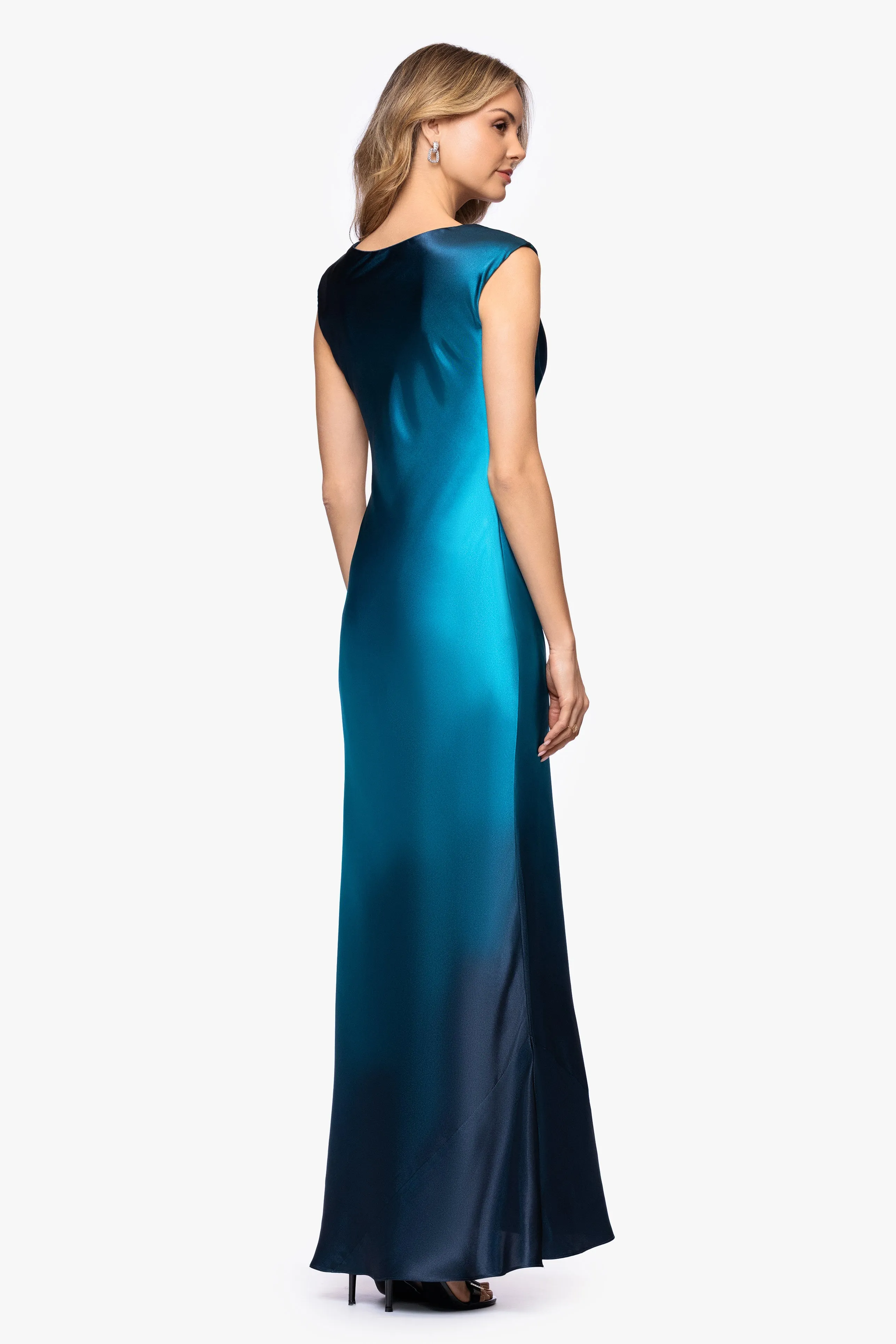 Petite "Annika" Ombre Satin Drape Neck Dress sold by Betsy & Adam product image thumbnail 3