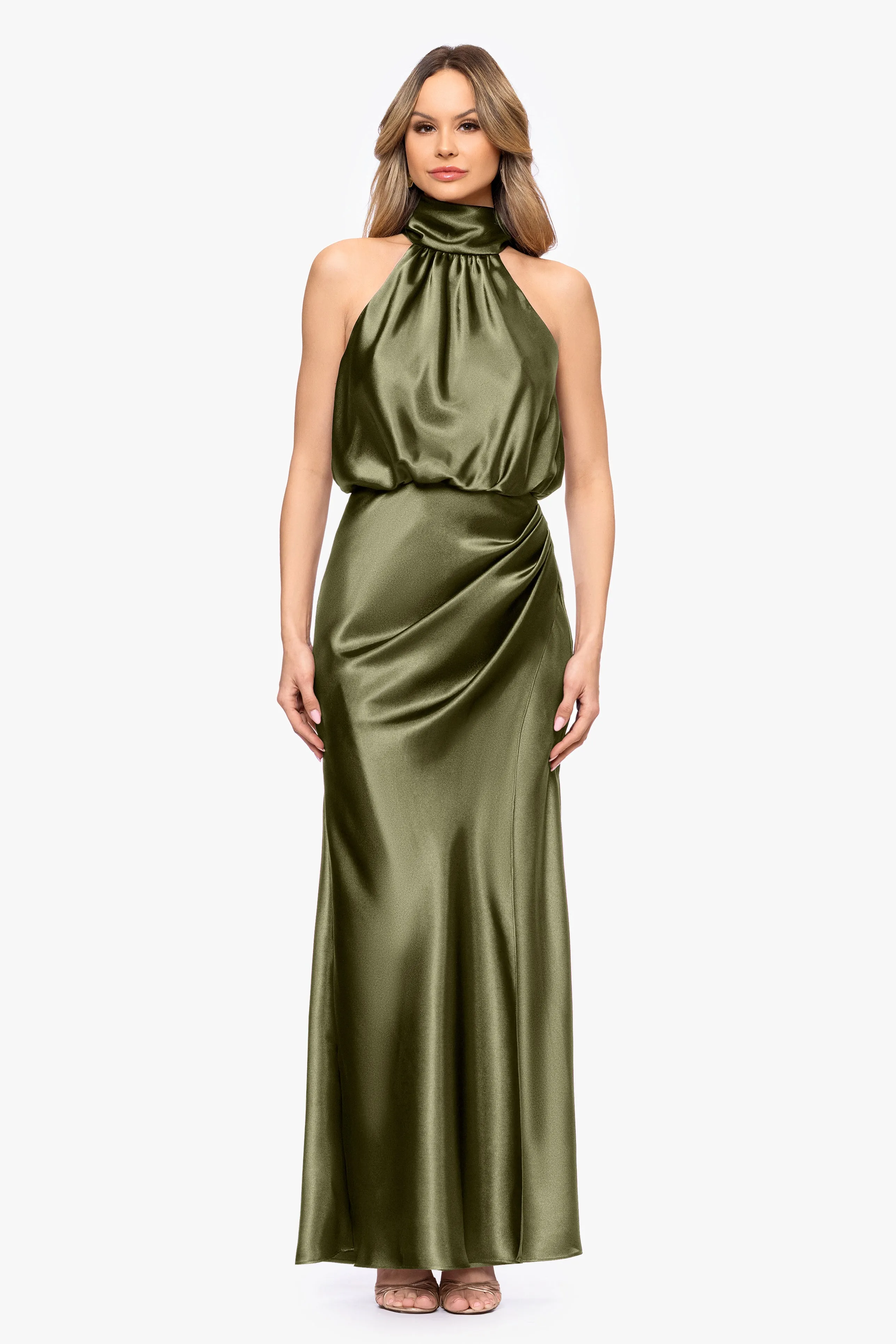 Petite "Tara" Satin Tie Neck Dress sold by Betsy & Adam