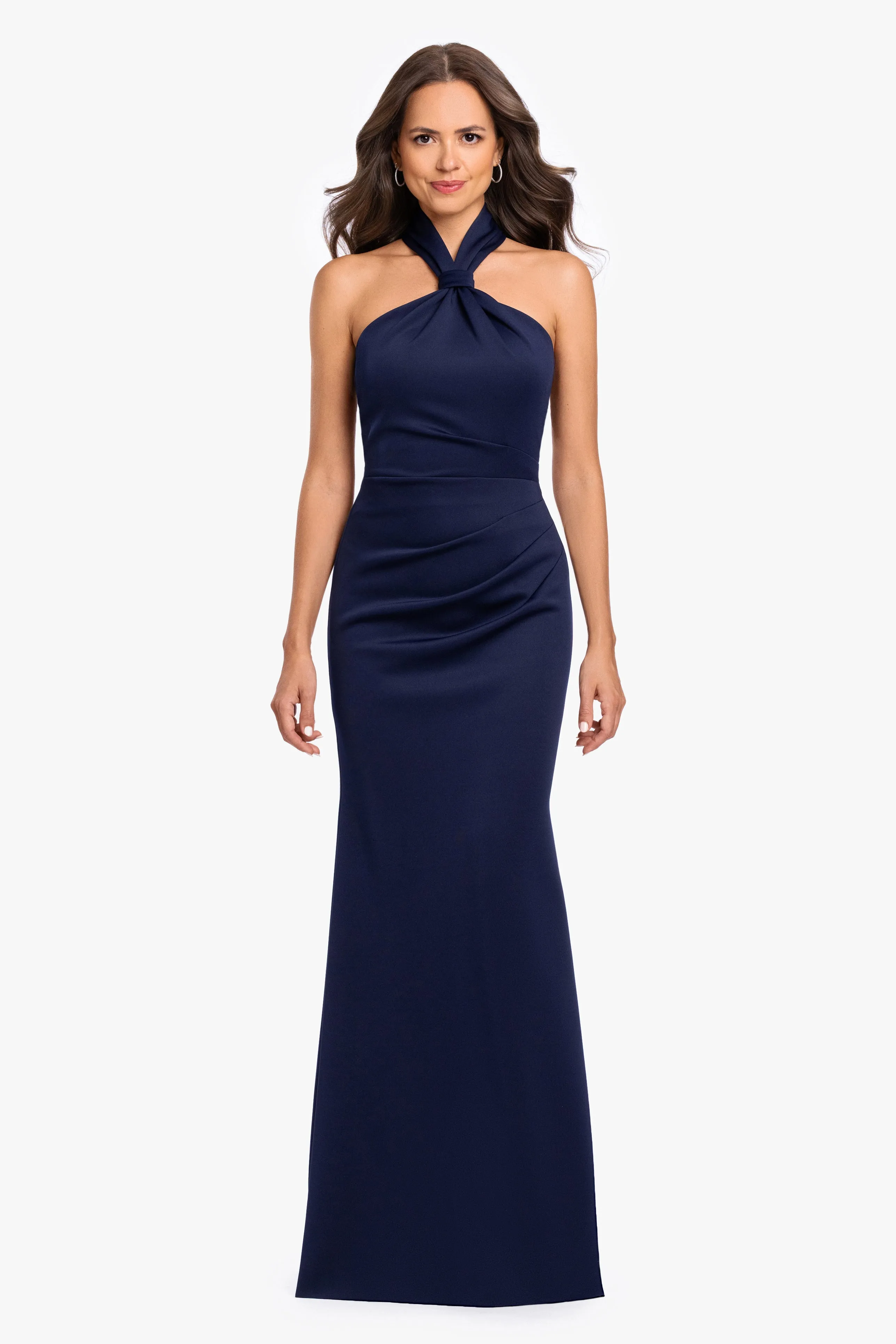 "Payton" Techno Scuba Knotted Halter Neck Dress sold by Betsy & Adam