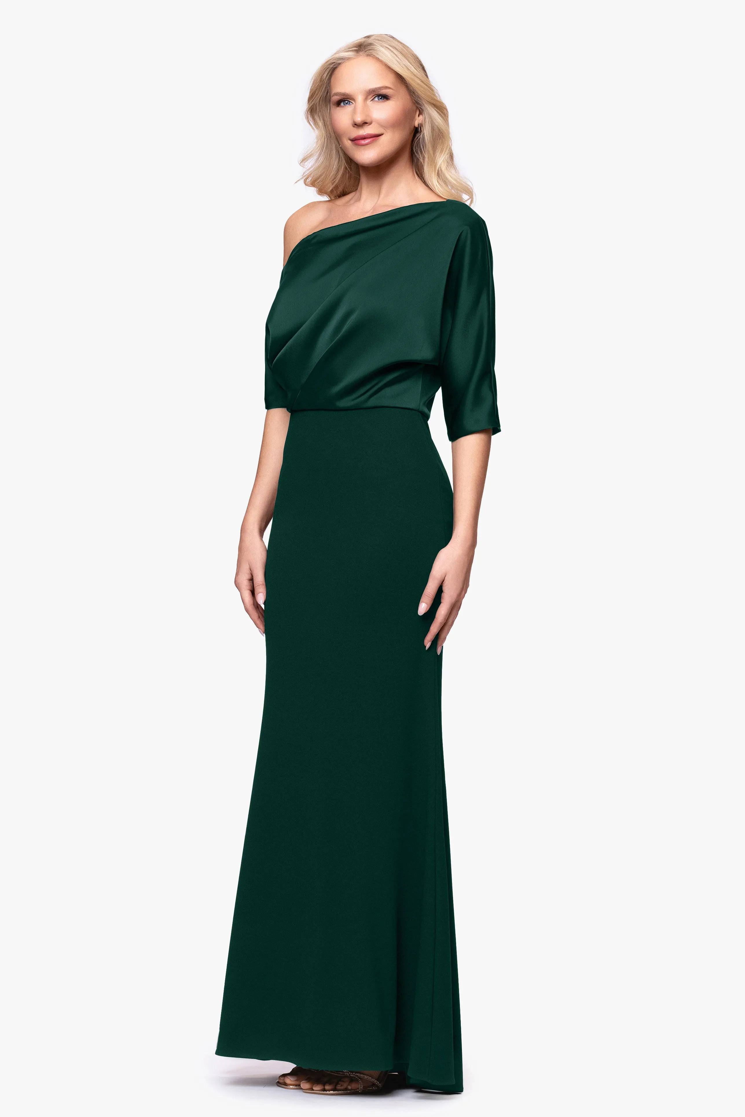 "Ana" Scuba Crepe & Satin Drop Shoulder Dress sold by Betsy & Adam product image thumbnail 4