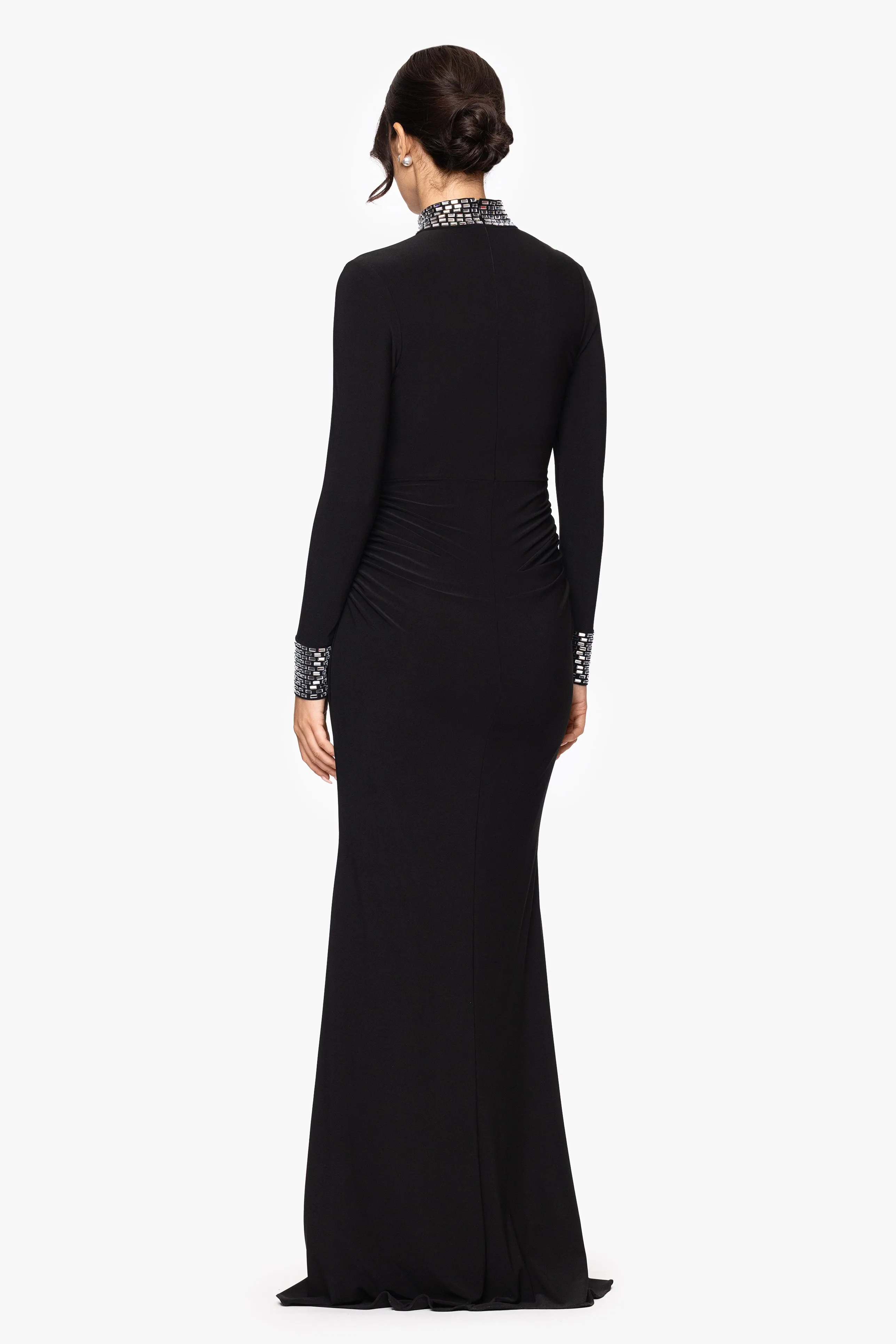 Petite "Imani" Jersey Knit Long Sleeve Beaded Mock Neck Dress sold by Betsy & Adam product image thumbnail 3